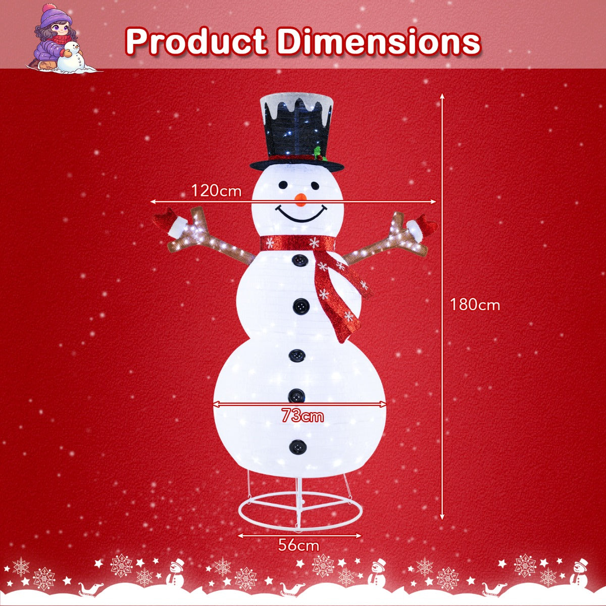 Pre-Lit Pop-up Christmas Decoration with 180 Cold White LED Lights