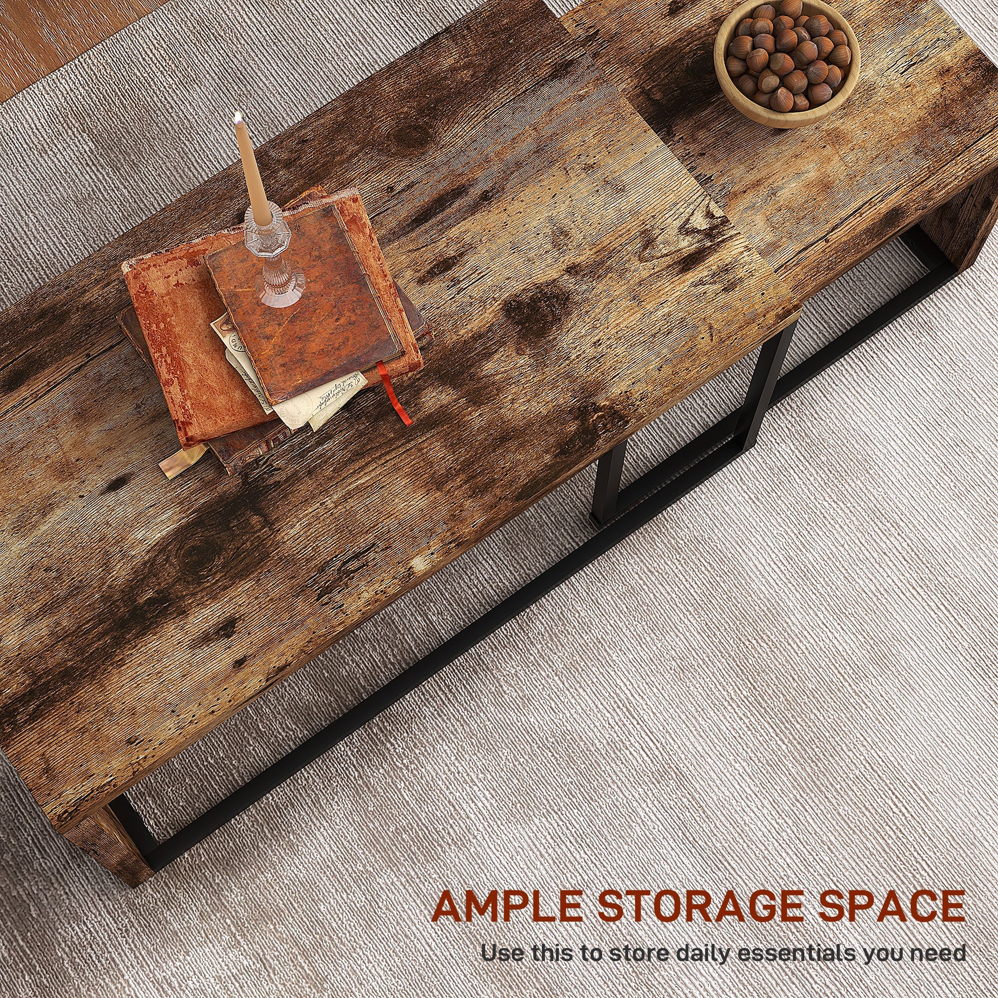 HOMCOM Coffee Tables Set of 2, Industrial Nest of Tables with Metal Frame for Living Room Bedroom, Rustic Brown