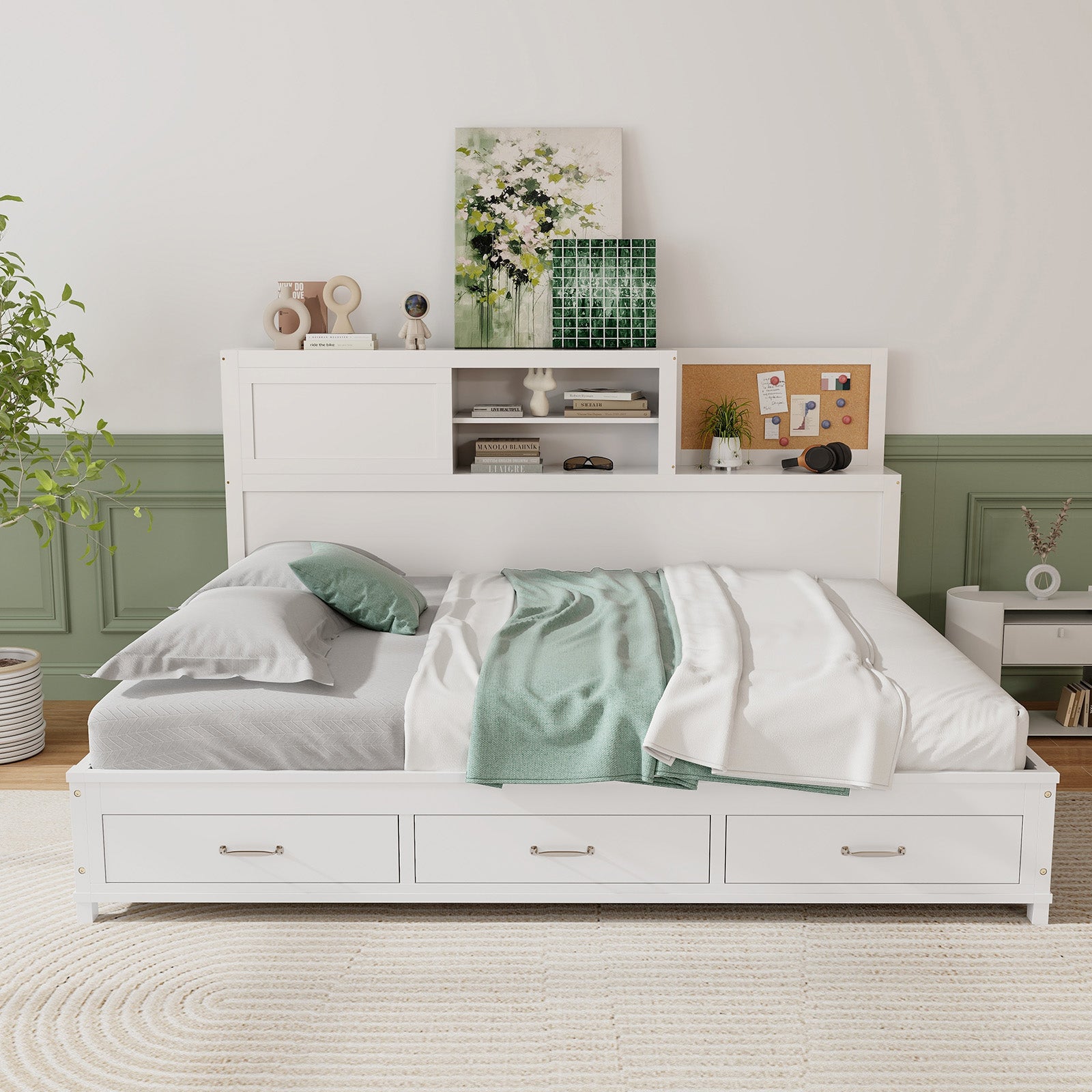 Single/Double Daybed Frame with 3 Storage Drawers-Double Size