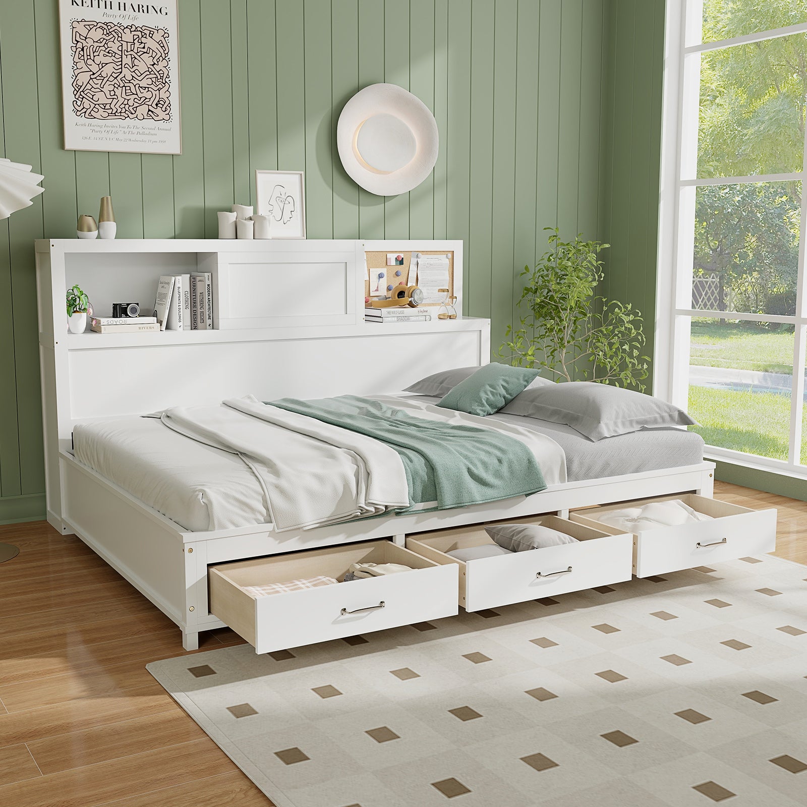 Single/Double Daybed Frame with 3 Storage Drawers-Double Size