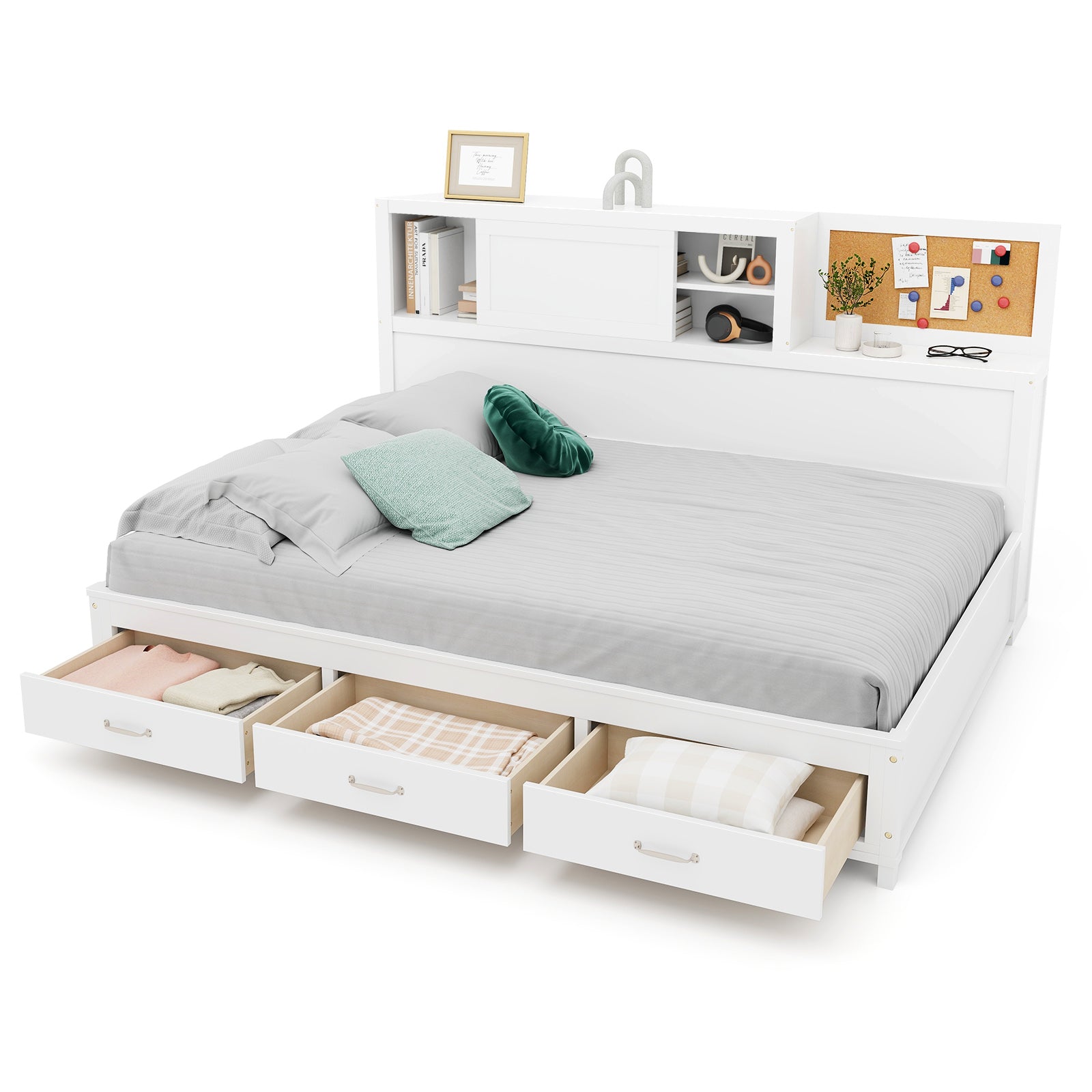 Single/Double Daybed Frame with 3 Storage Drawers-Double Size