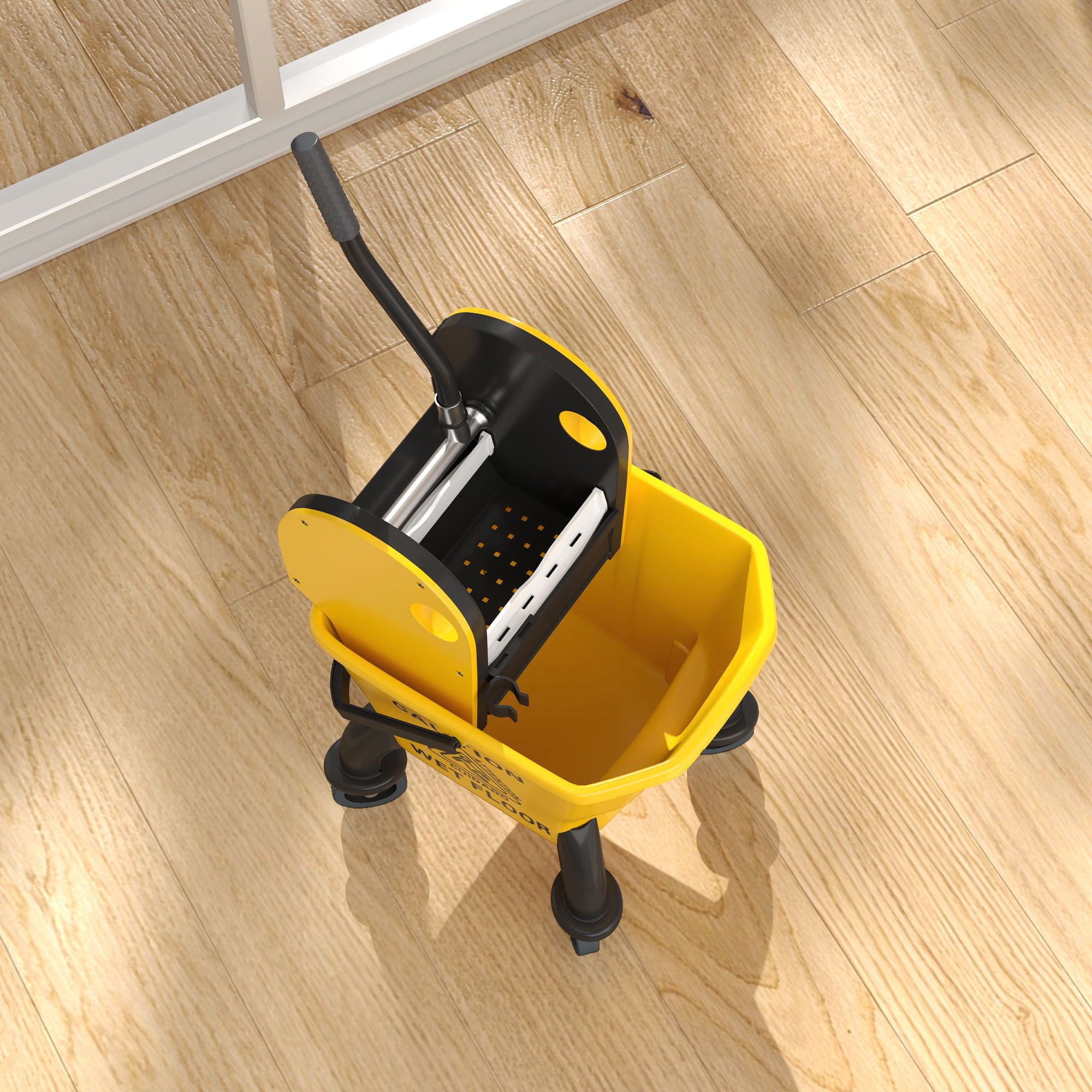 HOMCOM 26 Litre Mop Bucket, with Wringer and Mop - Yellow