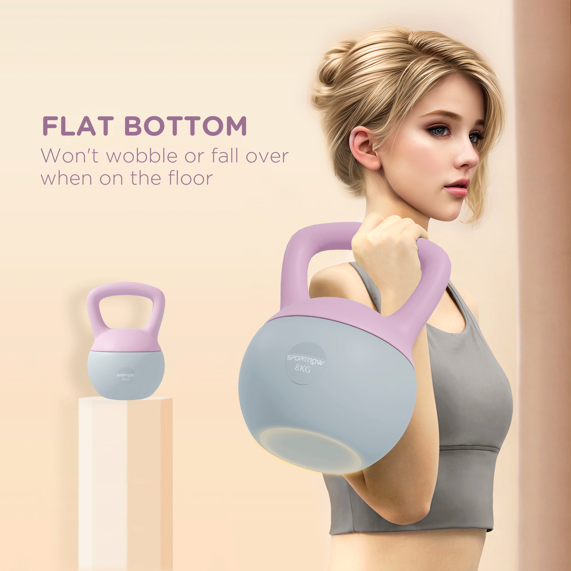 SPORTNOW 8KG Soft Kettlebell, Kettlebell with Non-Slip Handle for Home Gym, Weight Lifting, Strength Training, Purple/Grey