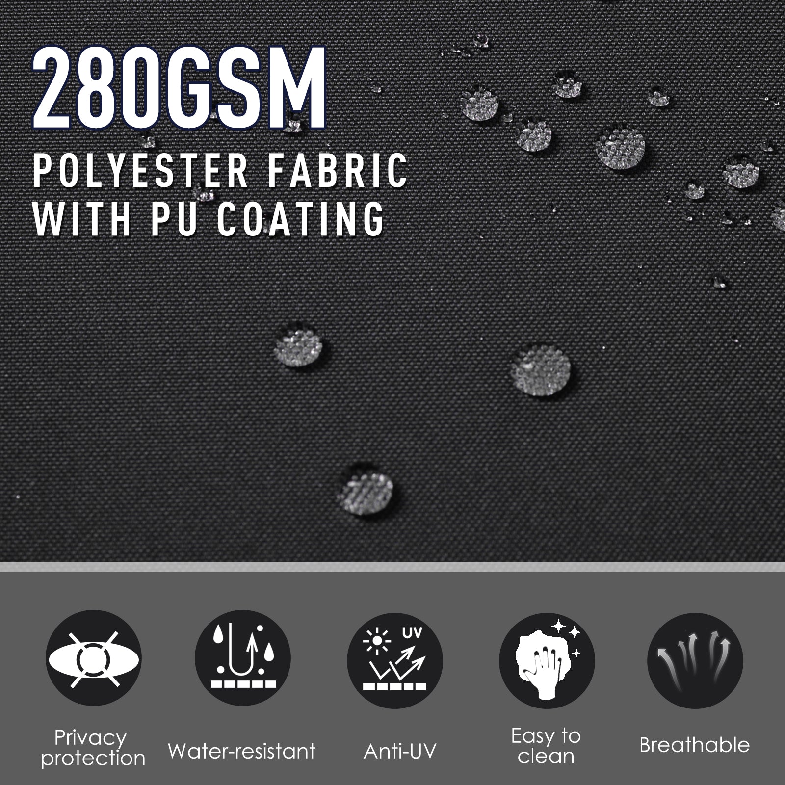 Outsunny 600 x 180 cm (HxL) Retractable Awning Double Canopy Side Privacy Protection Sun Shade Side Blind w/ Steel Frame Versatile Use In Garden Patio - Black