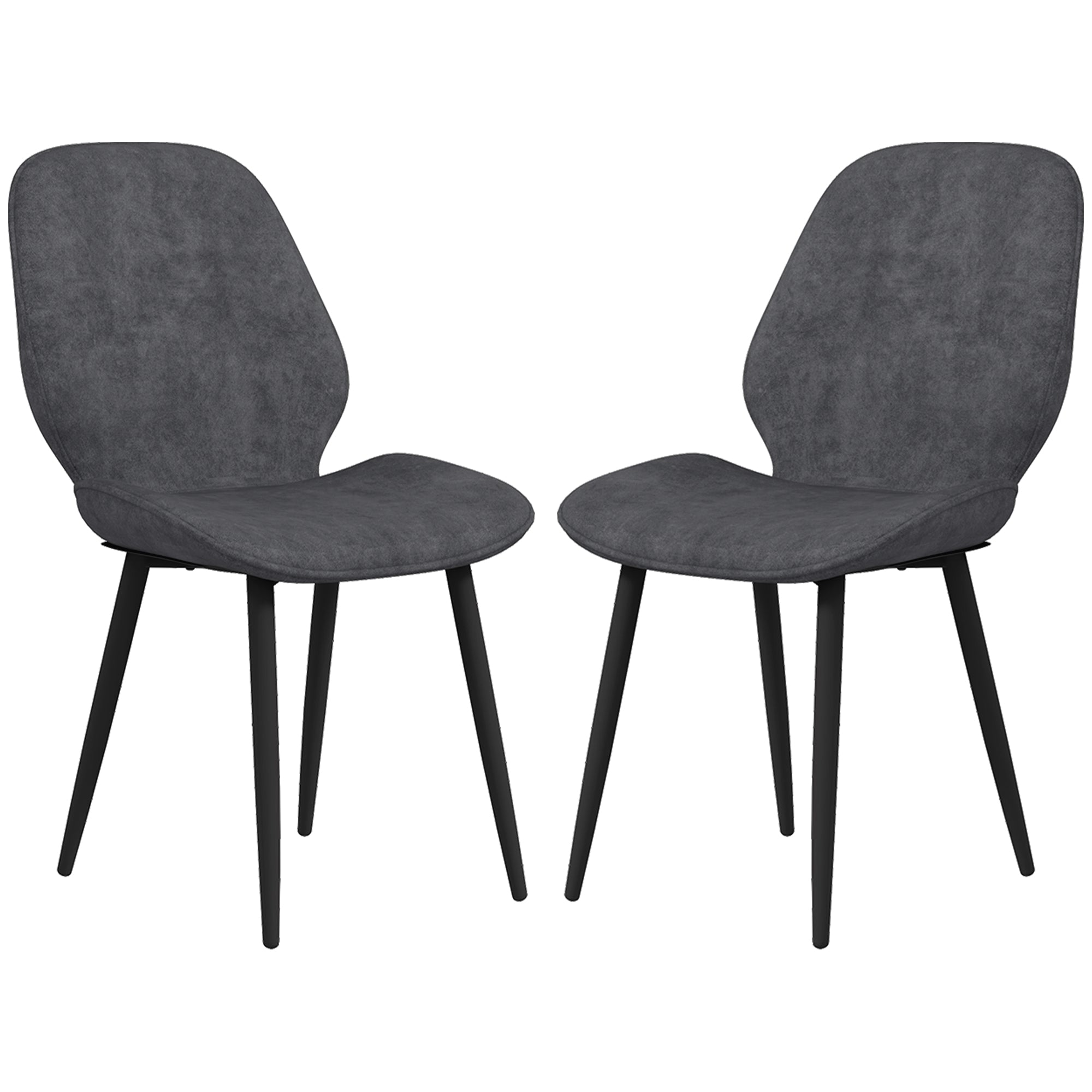 HOMCOM Velvet Dining Chairs, Set of 2 Dining Room Chairs with Metal Legs for Living Room, Dining Room, Grey