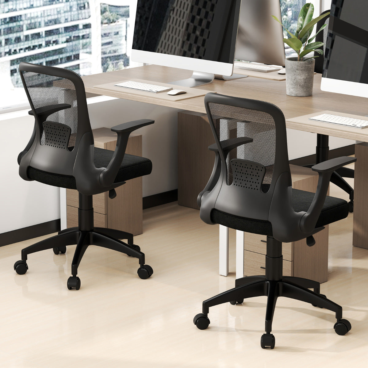 Ergonomic Mesh Office Chair with Adjustable Backrest-Black