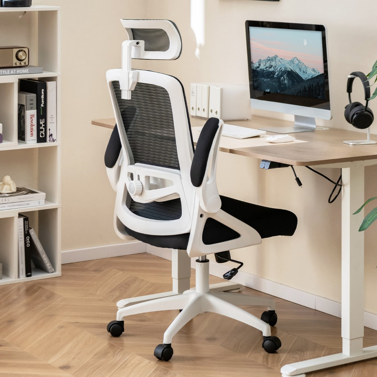 Ergonomic Office Chair with Adjustable Lumbar Support-White