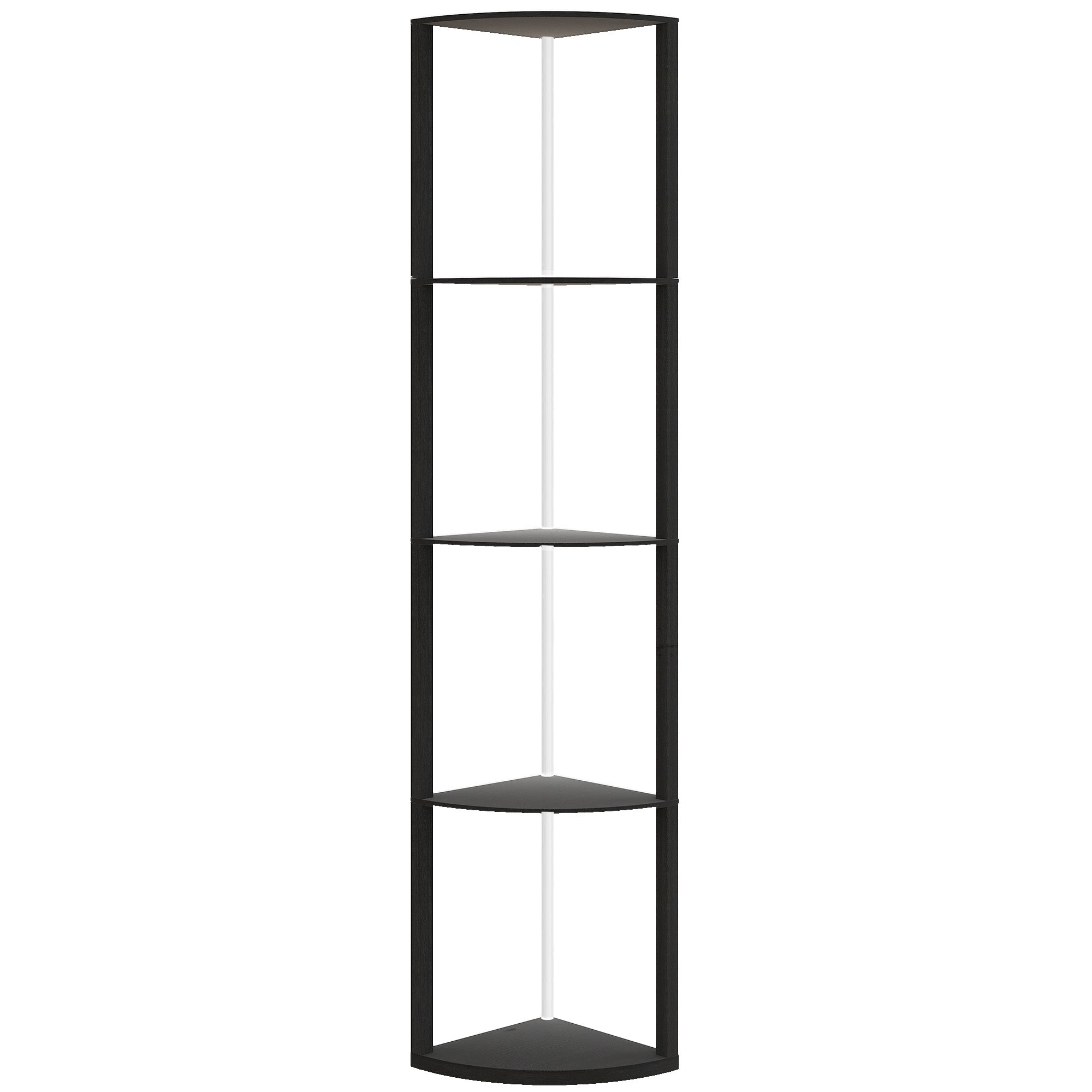 HOMCOM RGB LED Floor Lamp with Shelves, 5-Tier Dimmable Standing Lamp with Adjustable Brightness and Remote Control, Modern Corner Display Shelf Unit for Living Room Bedroom Office, Black