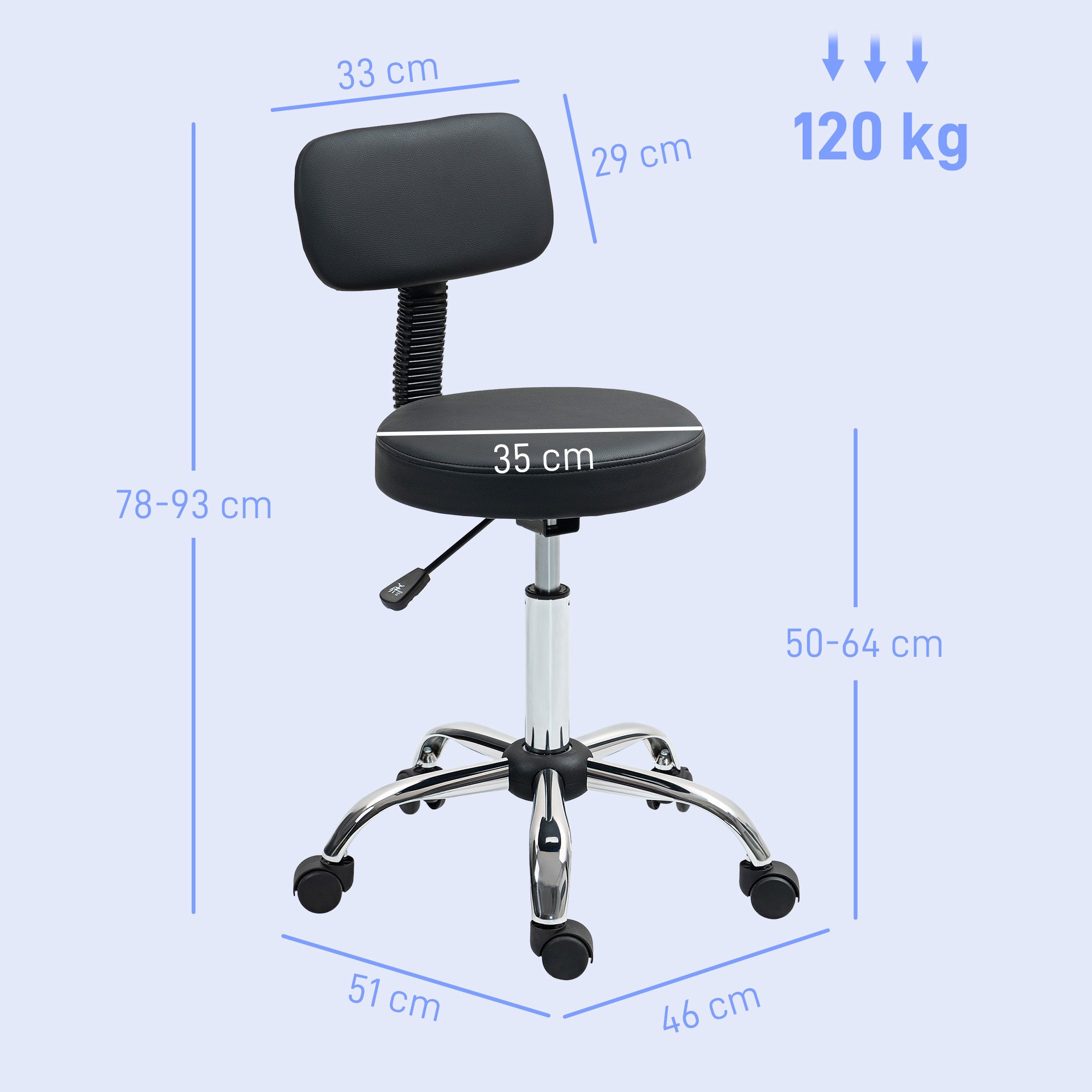 HOMCOM 360√Ç¬∞ Swivel Seat Salon Stool - Black