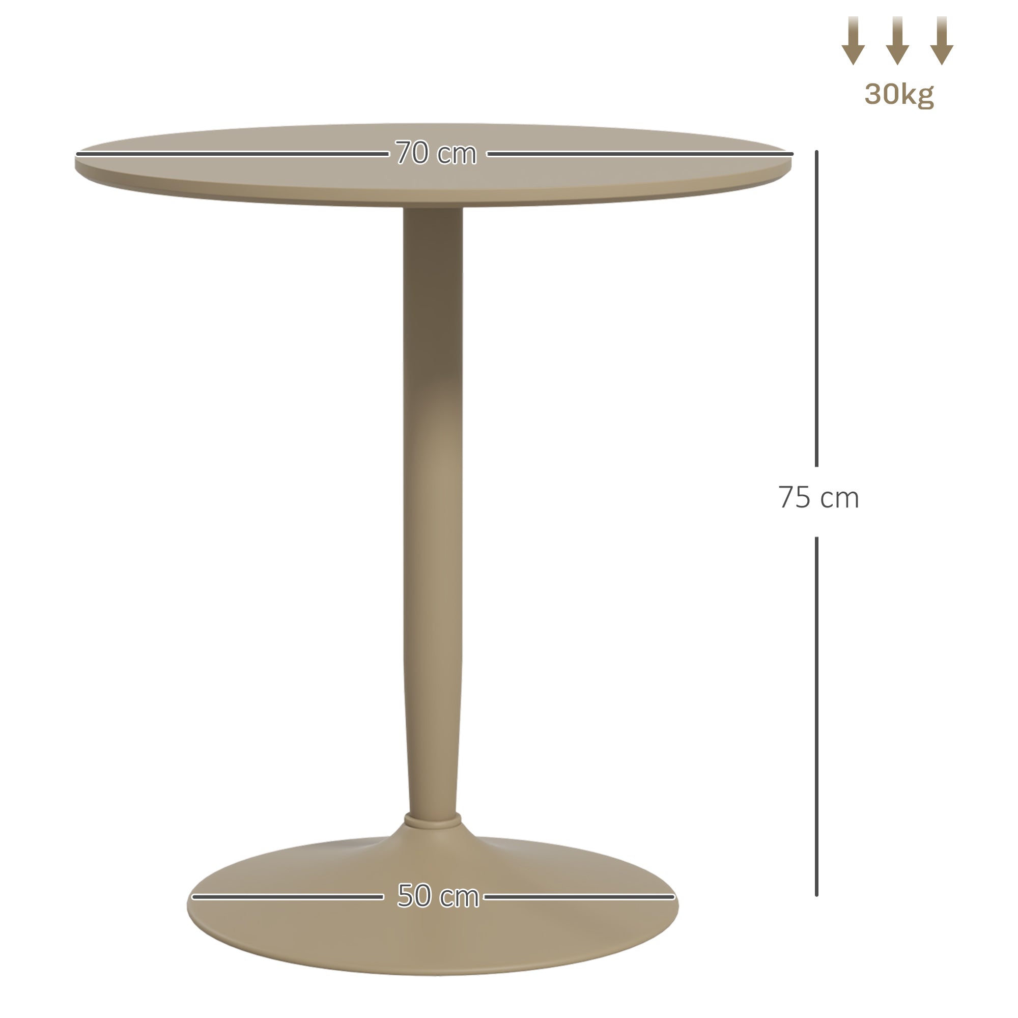 HOMCOM 75H x 70cm Two-Person Minimalistic Dining Table - Light Brown