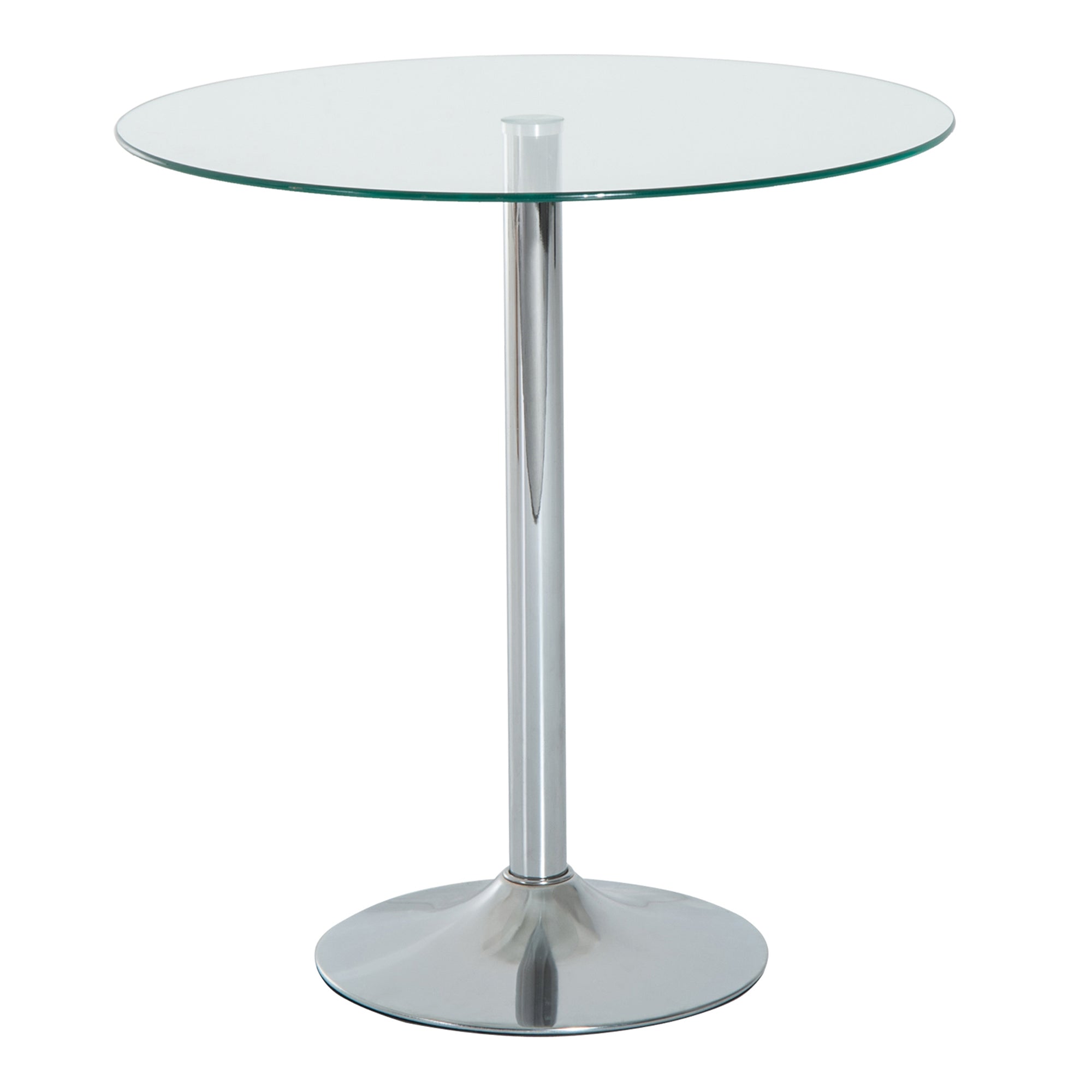 HOMCOM Round Dining Table, Modern Dining Room Table with Tempered Glass Top, Steel Base, Space Saving Small Bar Table