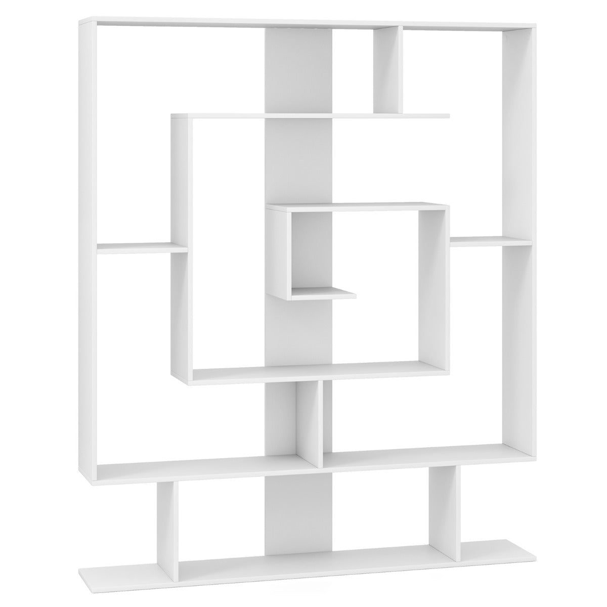 7-Tier Geometric Bookshelf with 2 Anti-Tipping Kits-White