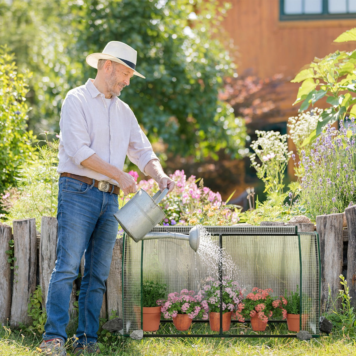 Portable Mini Greenhouse with Roll-Up Zippered Door