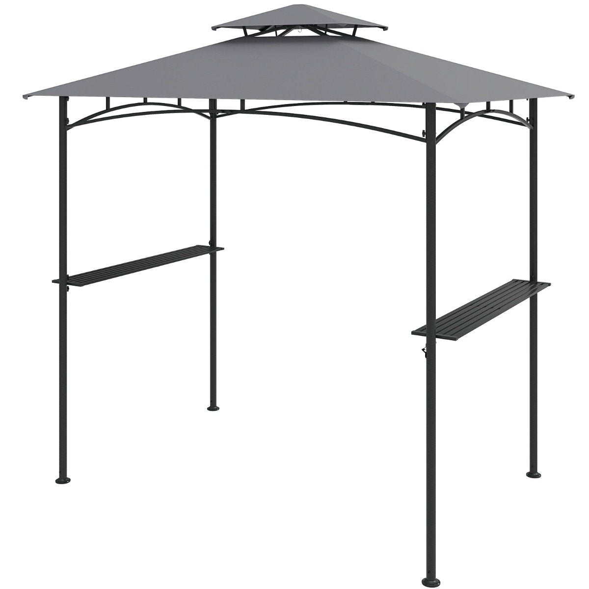 242 x 150 cm Grill Gazebo with 2 Shelves and 6 Hooks-Grey