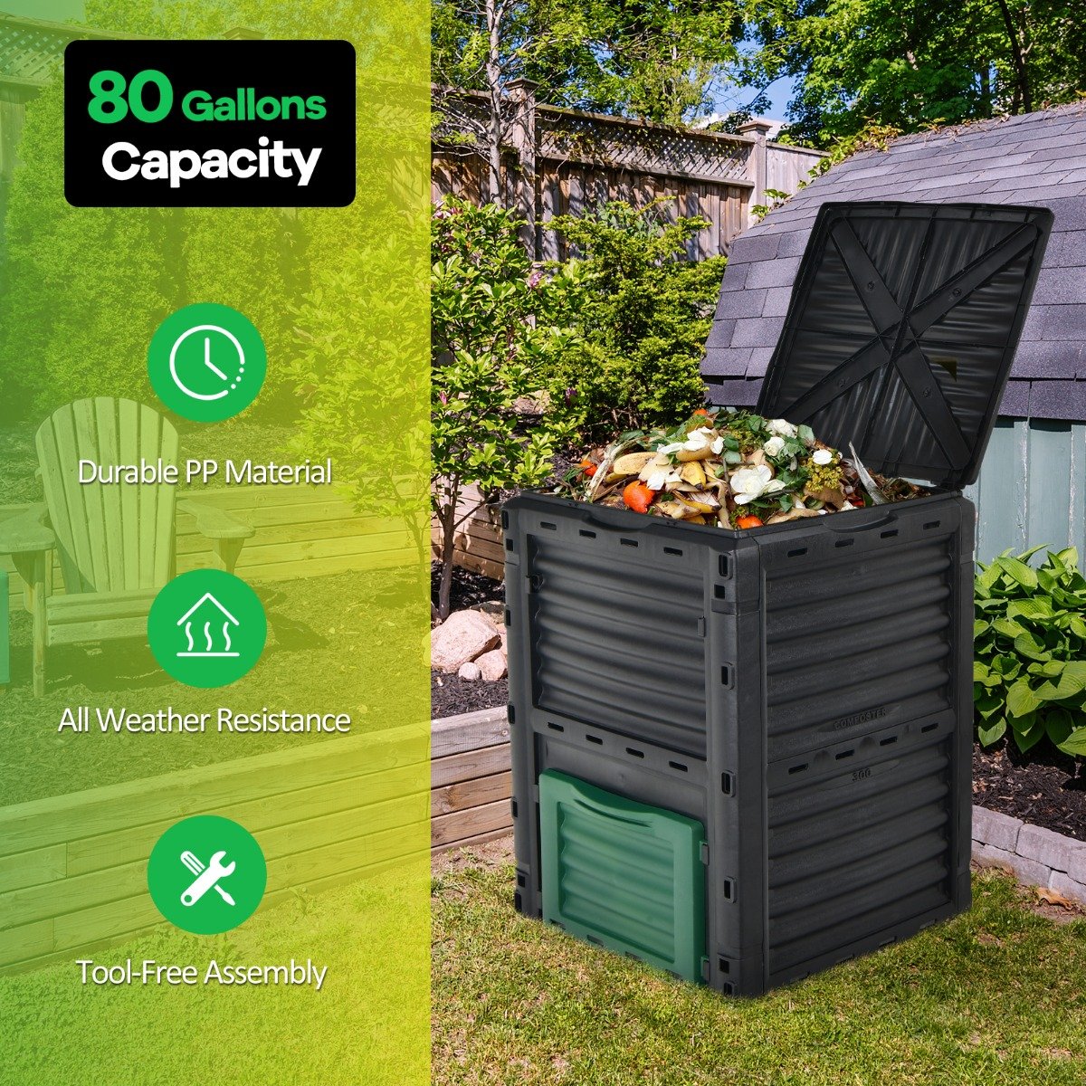300 Litre Garden Compost Bin-Green