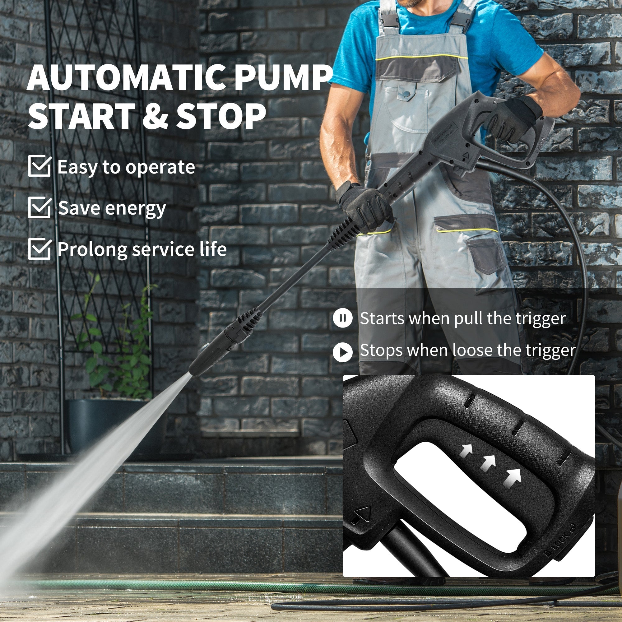 Outsunny 1800W 150-Bar Pressure Washer, with Adjustable Nozzle - Green