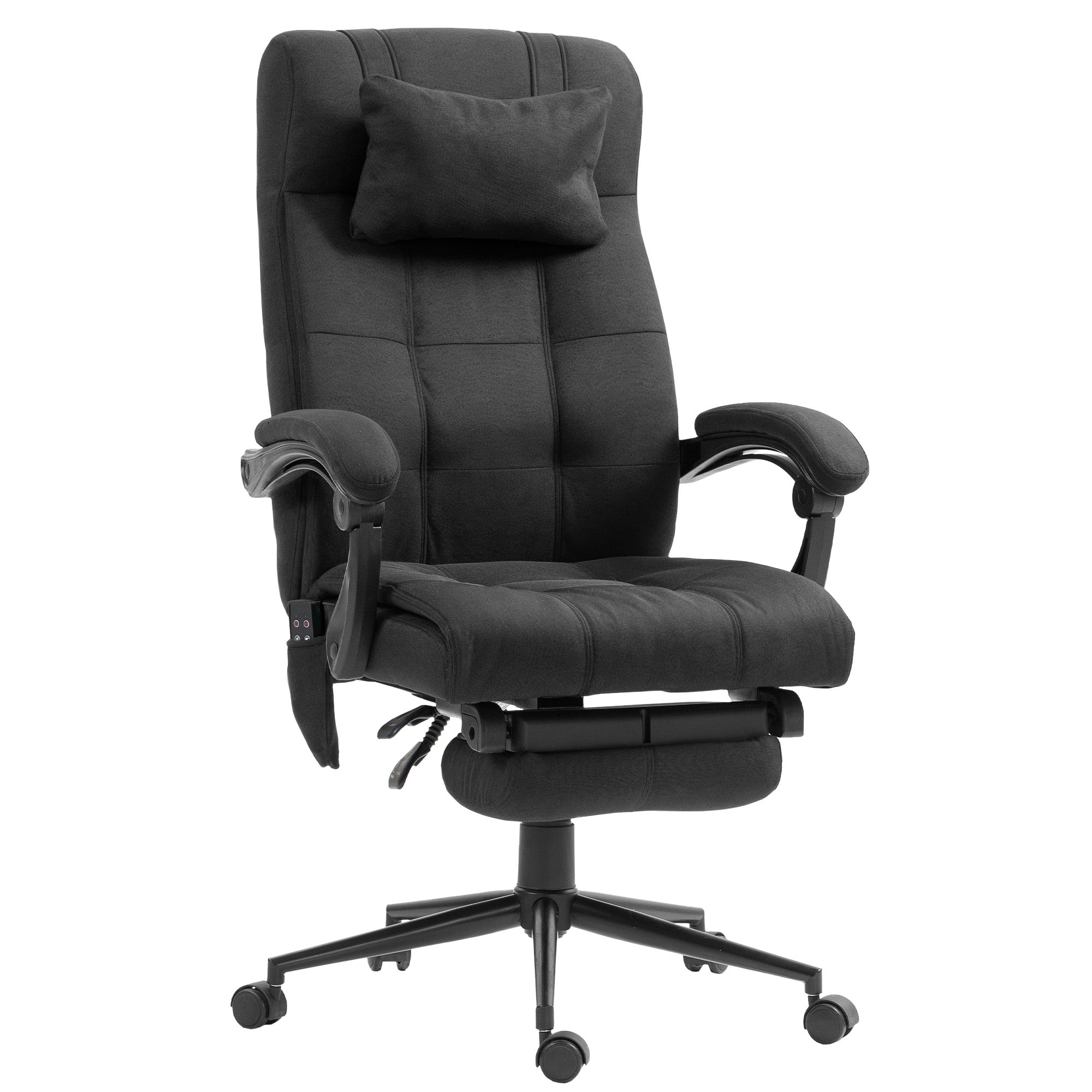 Vinsetto Office Chair with 6-point Vibration Massage and Heat, Computer Chair with Adjustable Height, Head Pillow, Footrest for Home, Black