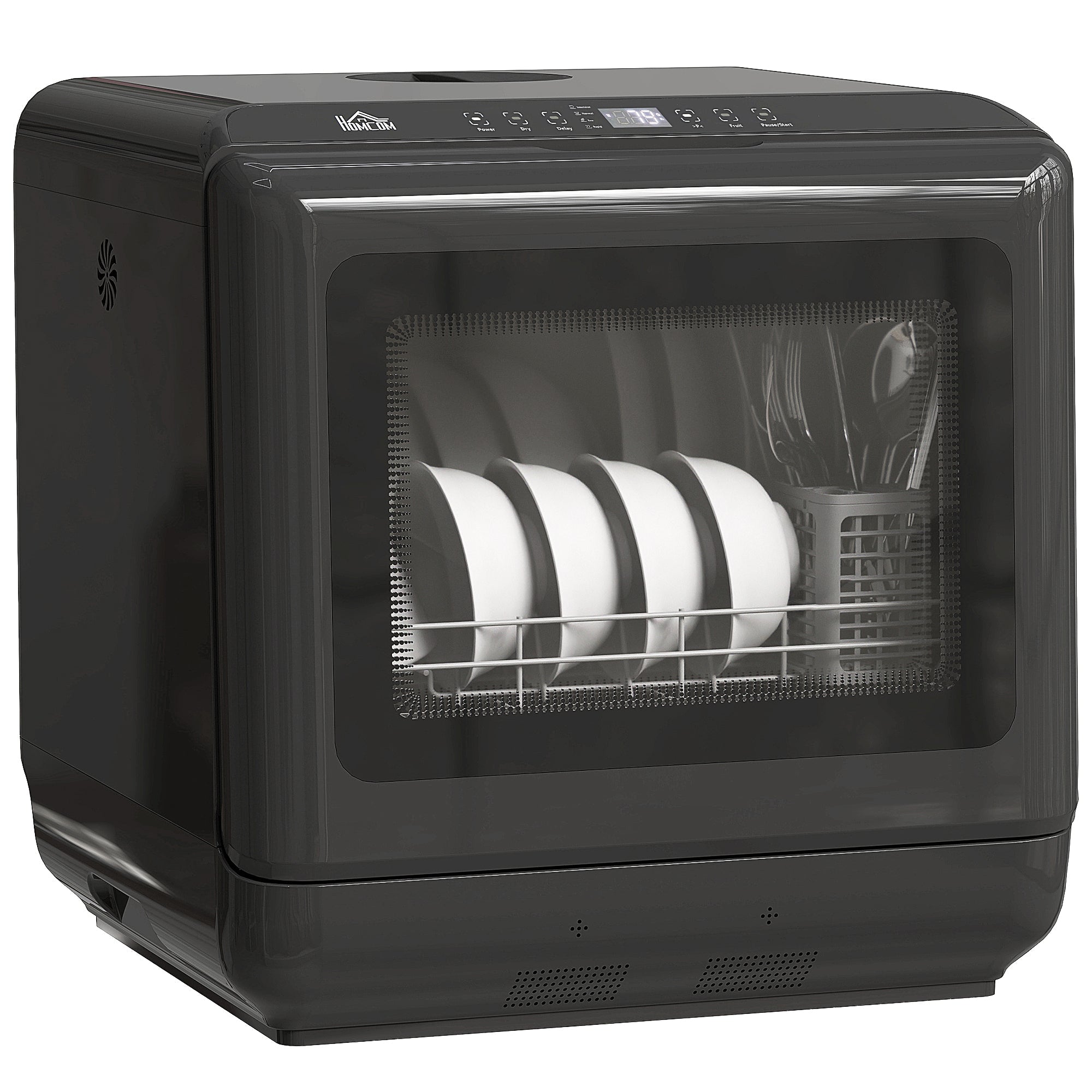 HOMCOM 6L Five-Mode Tabletop Dishwasher - Black