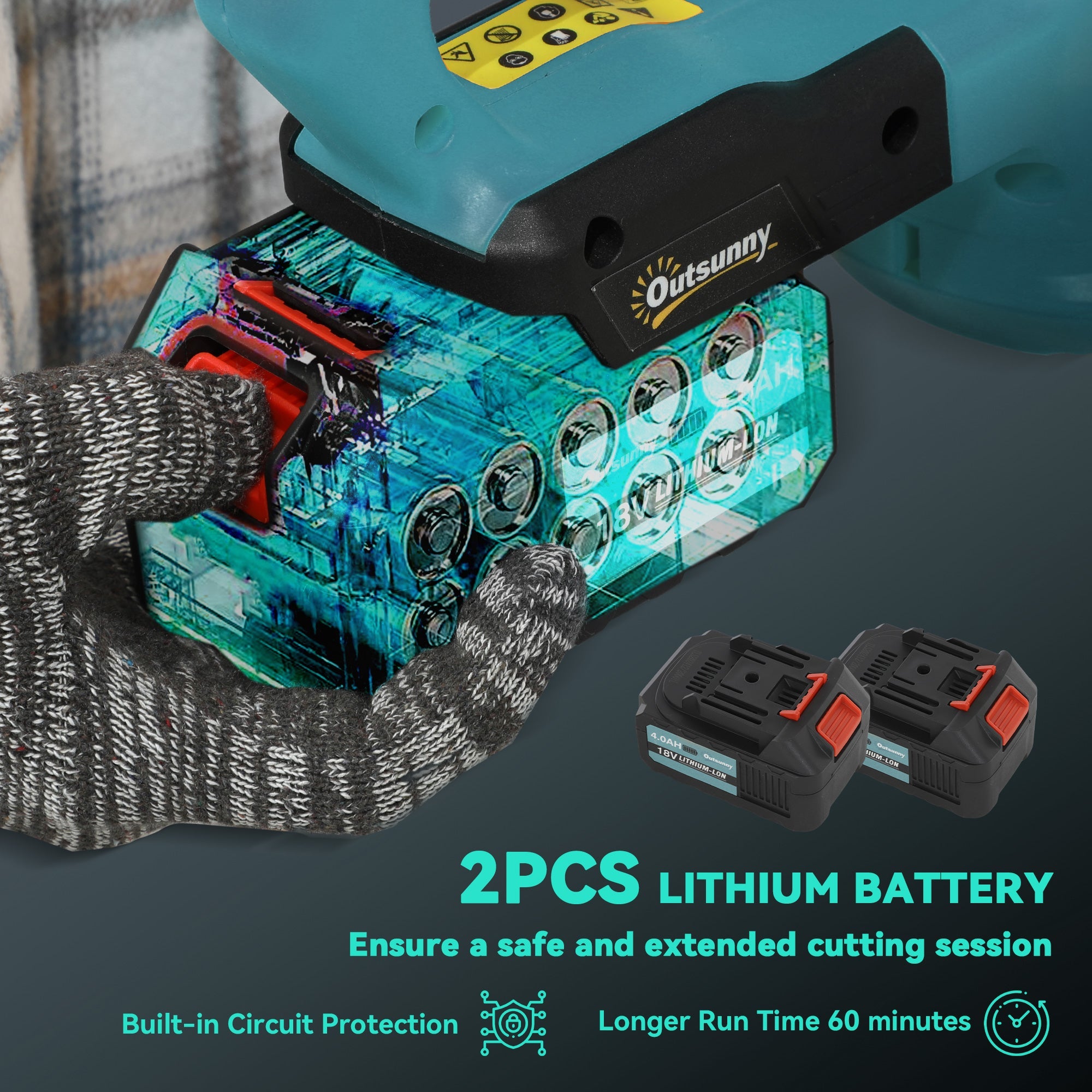 Outsunny 20" Cordless Hedge Trimmer, 21V Electric Hedge Cutter with 51cm Dual Action Blade, 2 x 4000mAh Batteries and Brushless Motor for Garden Branches, Shrubs, Twigs, Blue