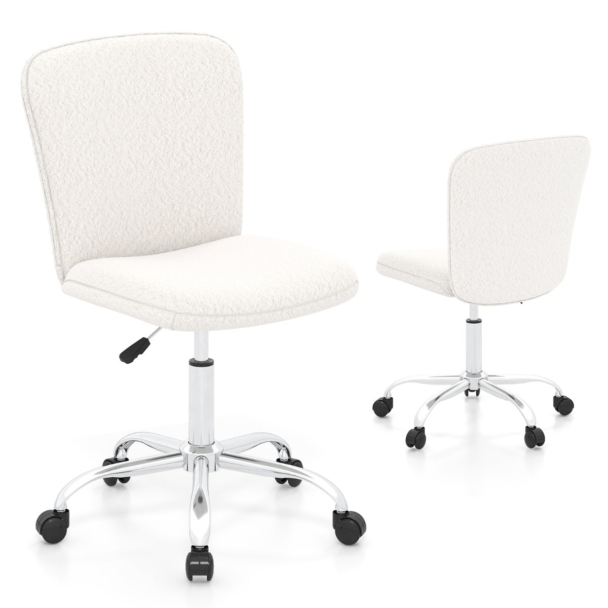 Height-adjustable Ergonomic Chair wIth Wheels for Adults and Teenangers-White