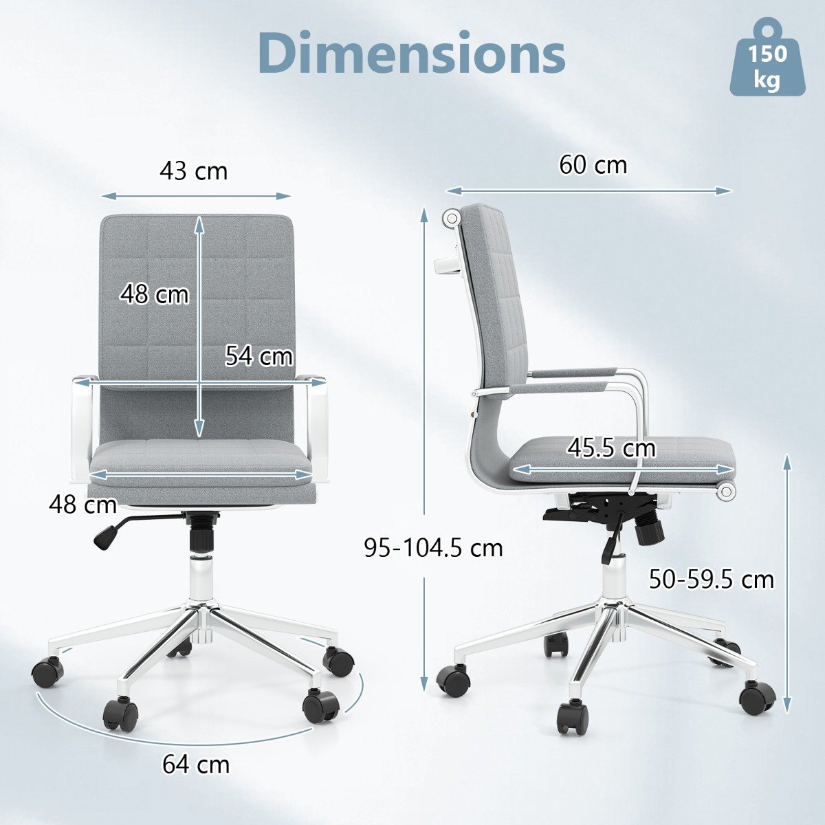 Ergonomic Computer Desk Chair with Rocking Backrest-Grey