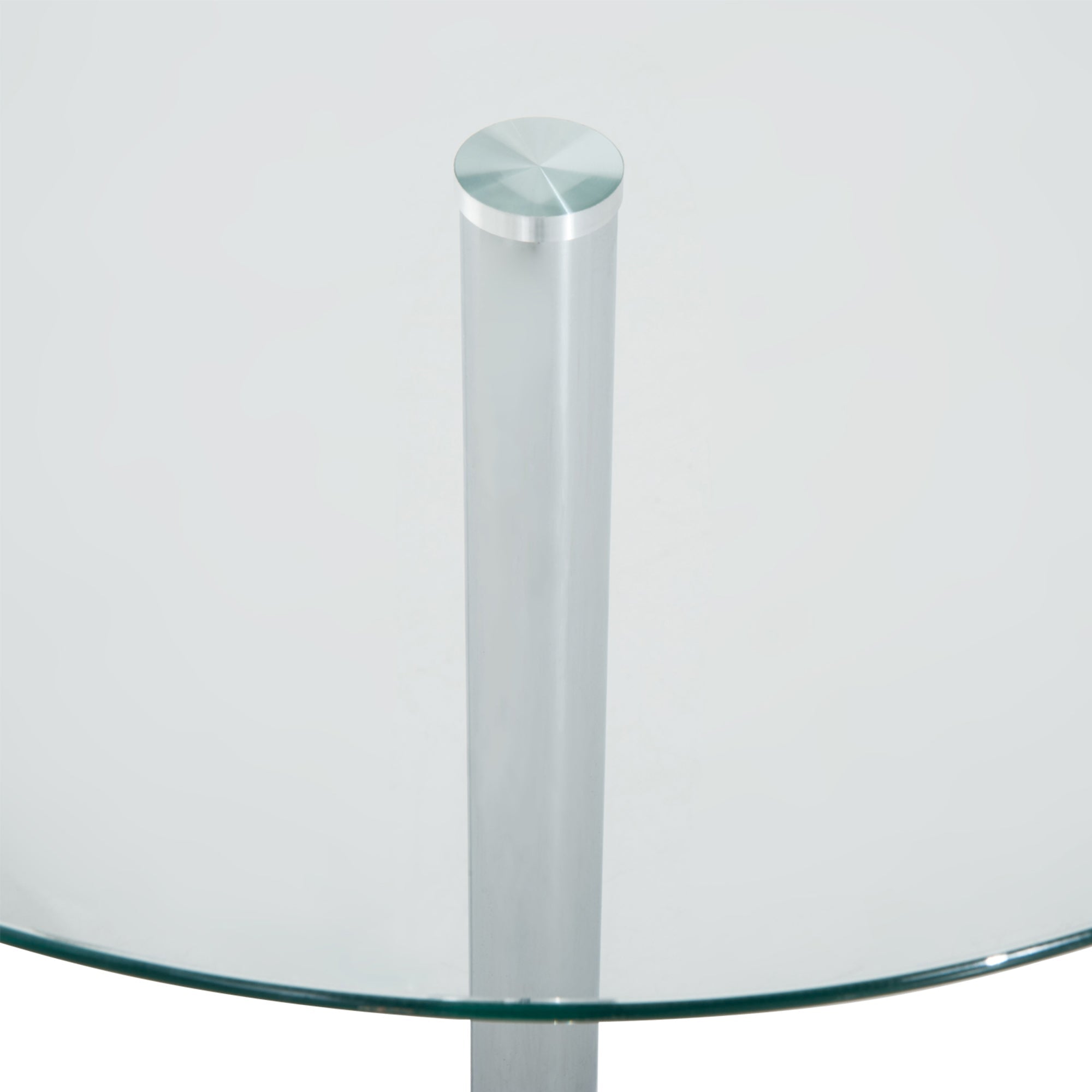 HOMCOM Round Dining Table, Modern Dining Room Table with Tempered Glass Top, Steel Base, Space Saving Small Bar Table
