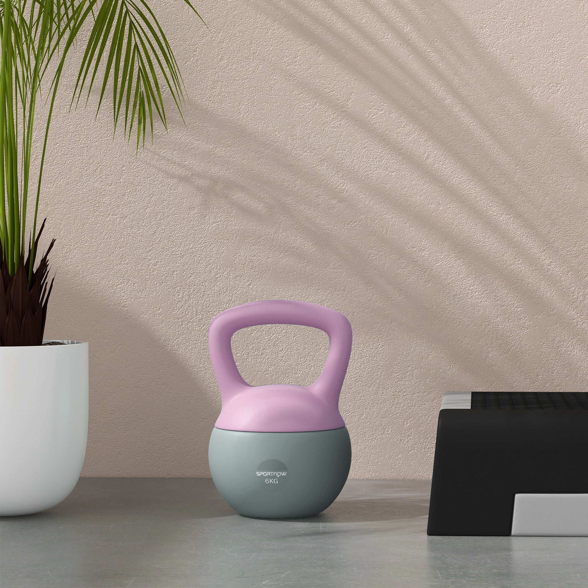 SPORTNOW 6KG Soft Kettlebell, Kettle Bell with Non-Slip Handle for Home Gym, Weight Lifting, Strength Training, Purple/Grey