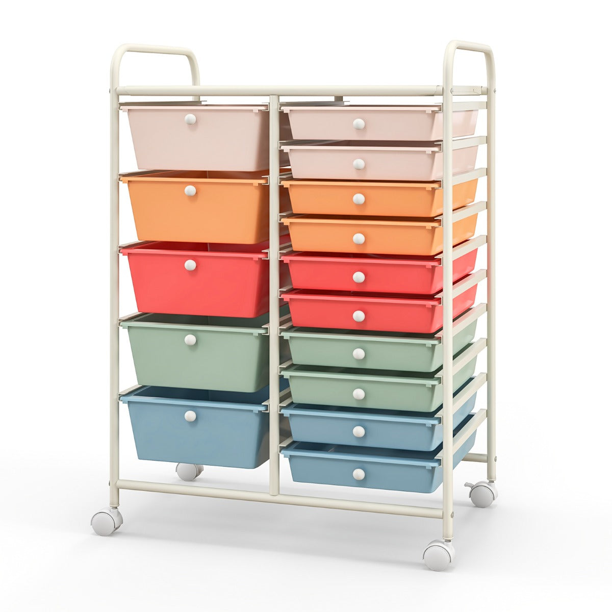 15 Drawer Rolling Storage Cart with 4 Wheels for Beauty Salon-Colourful