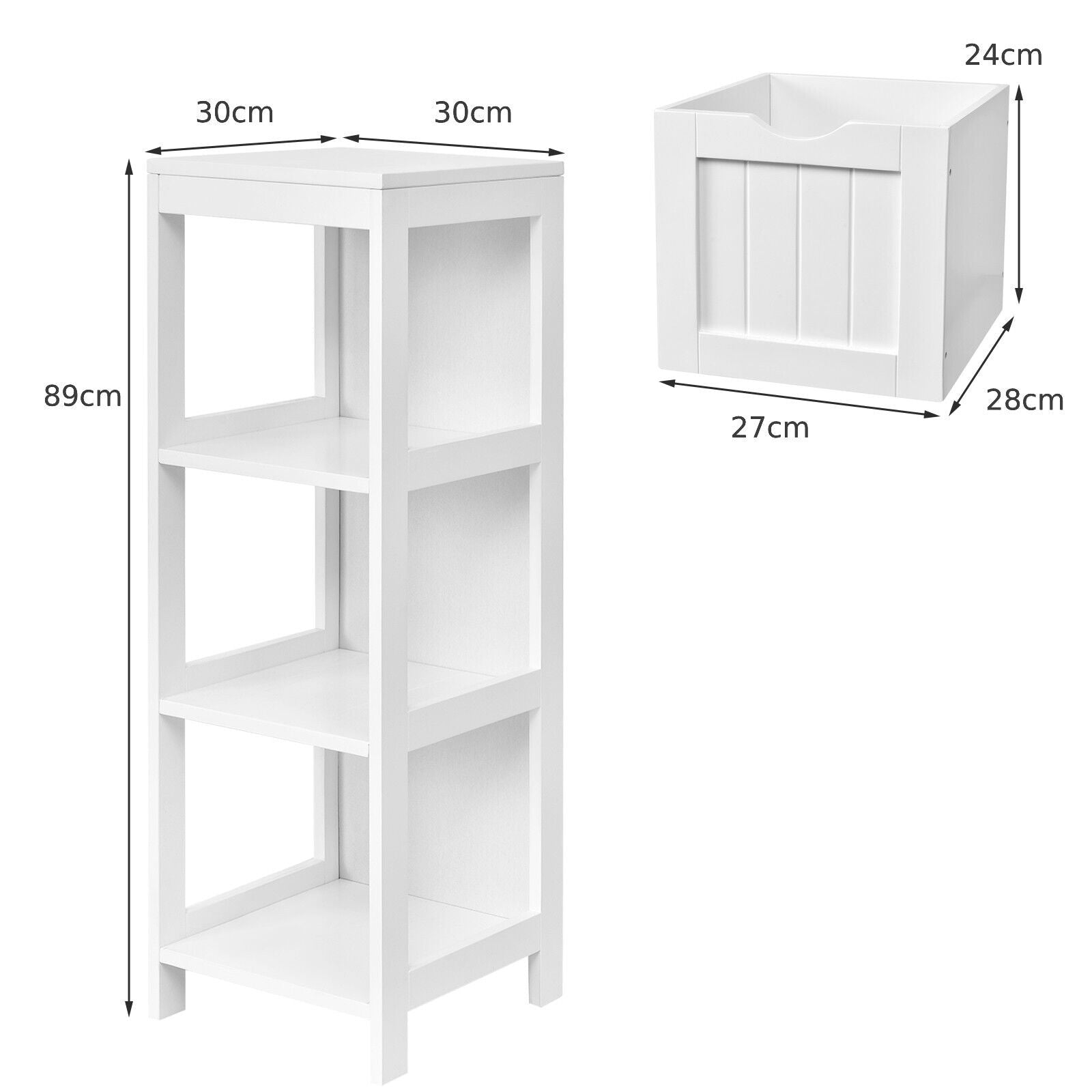 Bathroom Storage Cabinet with 2 Removable Drawers and Open Shelf-White