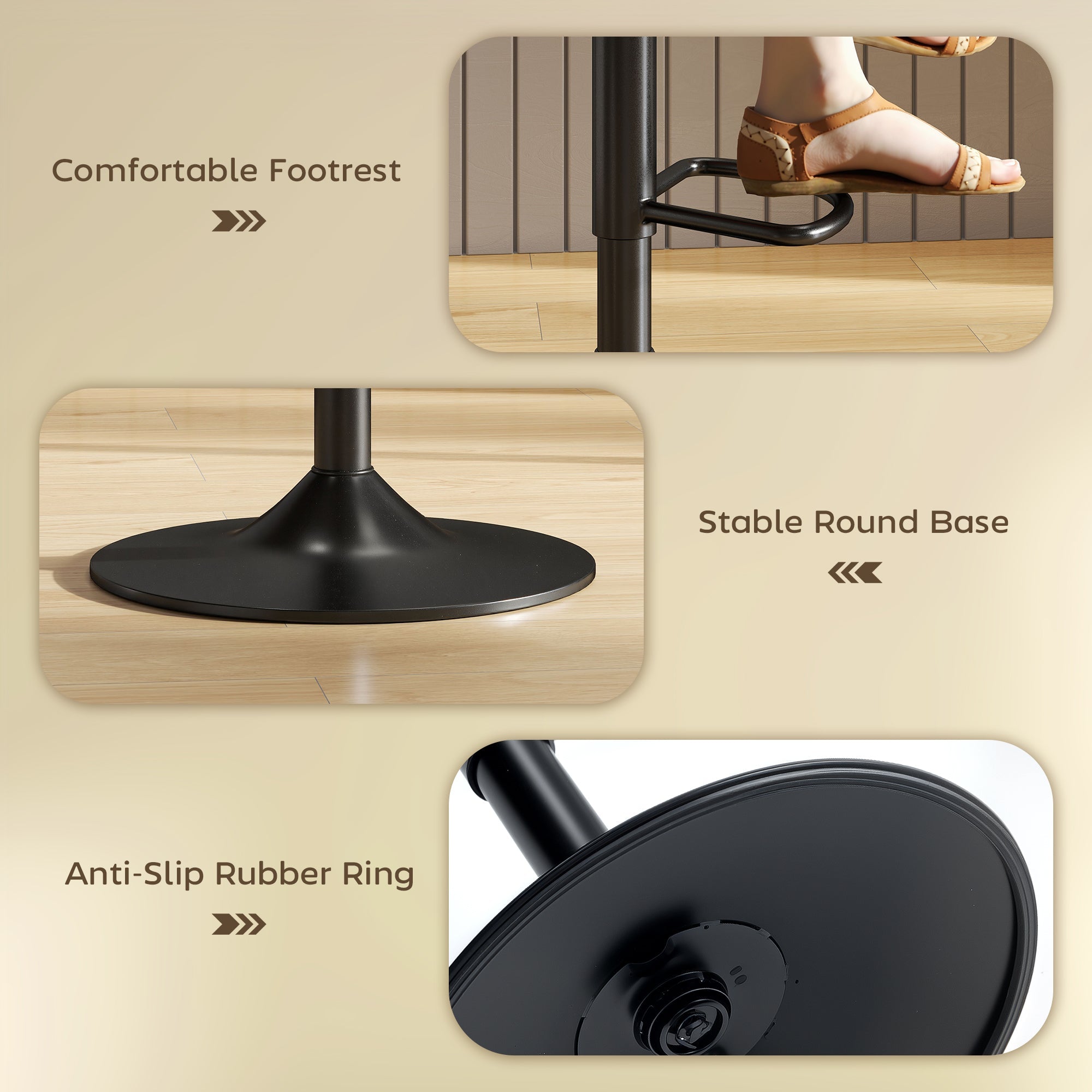 HOMCOM Set of Two Linen-Look Bar Stools - Brown