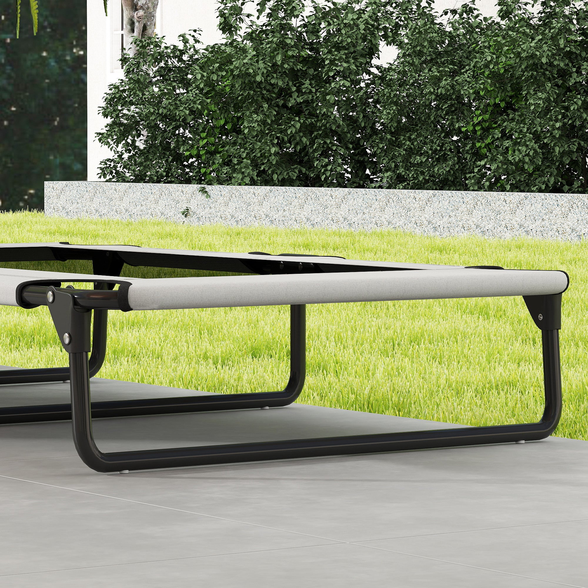 PawHut Portable Raised Dog Bed, Elevated Pet Cot with Breathable Mesh for Indoor Outdoor, for Large Dogs, Light Grey