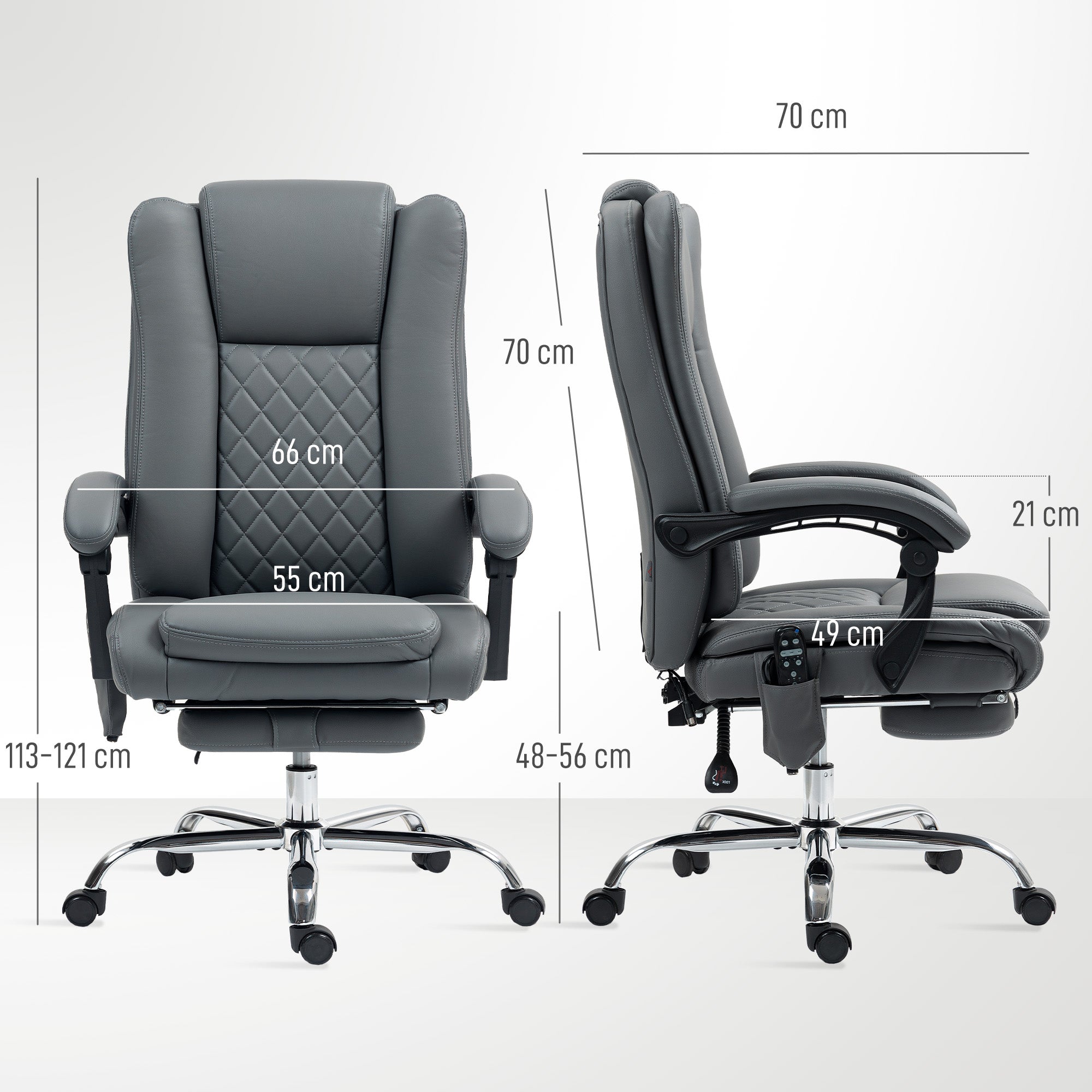 HOMCOM Executive Office Chair with 6-point Massage and Heat - Light Grey
