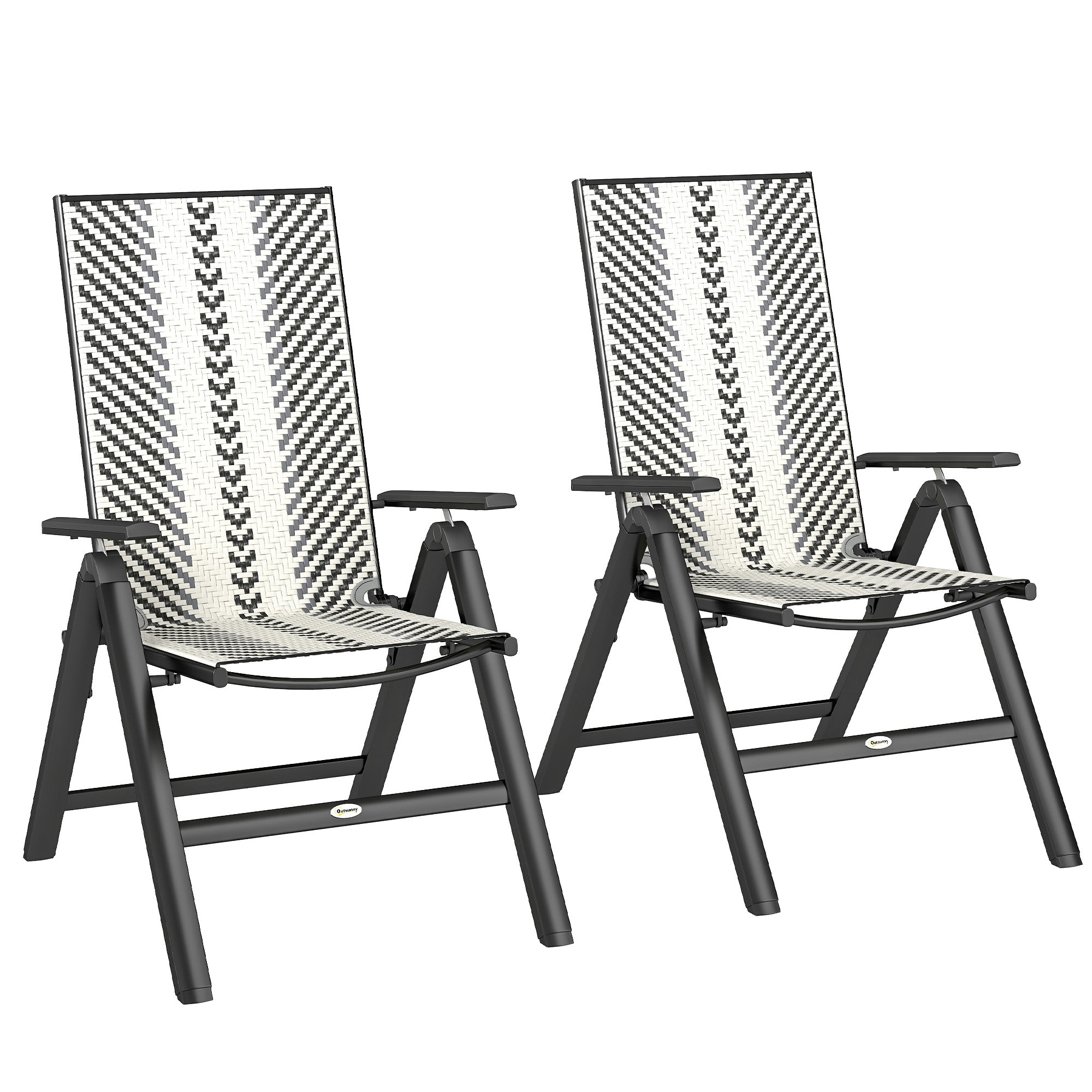 Outsunny Set of Two Rattan Reclining Garden Chairs - Grey