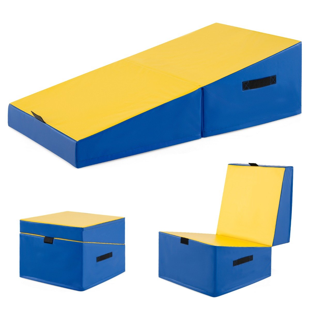 Incline Gymnastics Mat Indoor Outdoor Folding Exercise Yoga Mat-Yellow