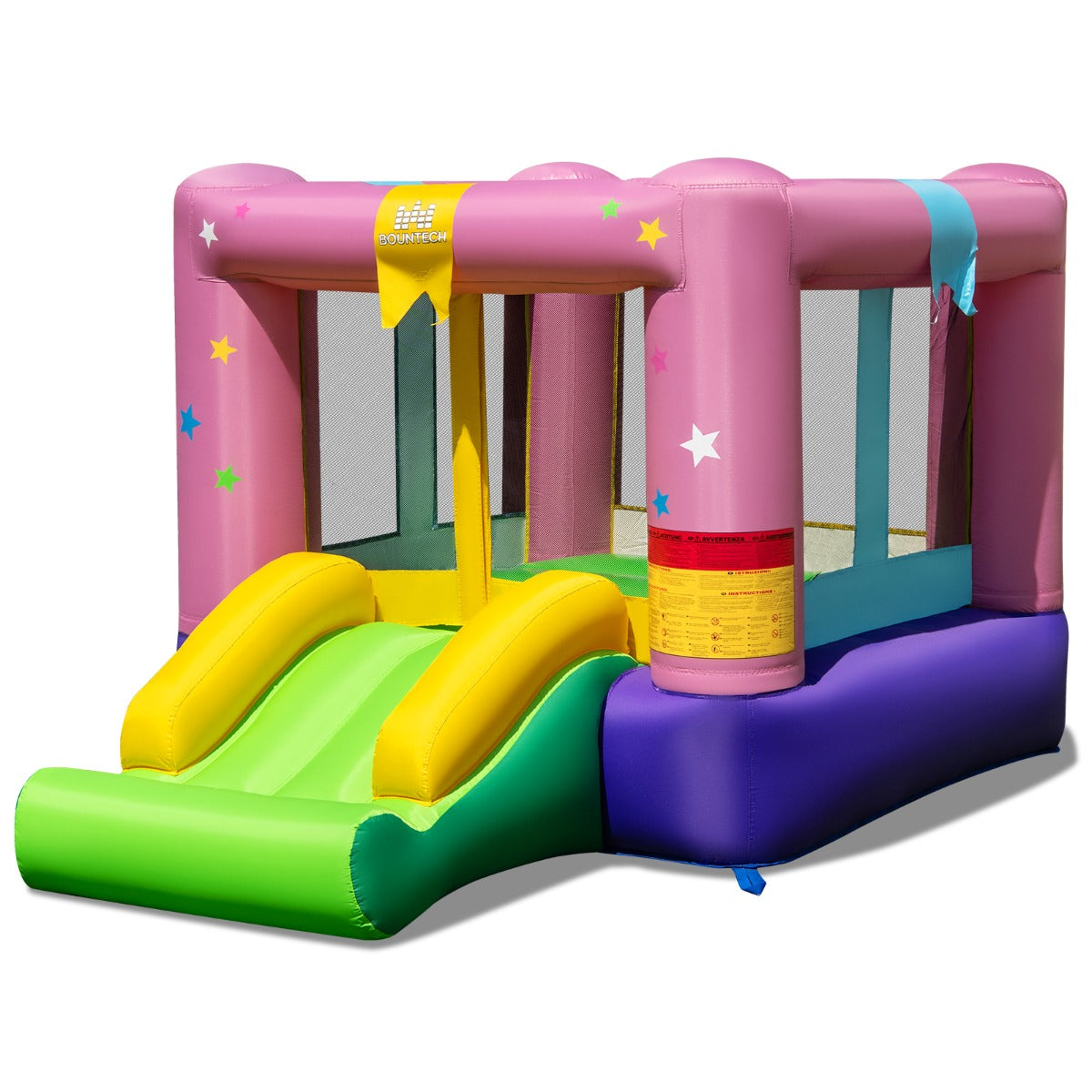 Inflatable Bounce House with Slide & Basketball Rim Without Blower