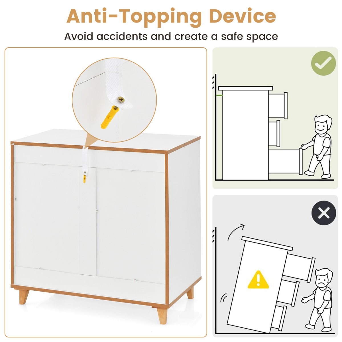 Modern 3 Drawer Chest Dresser with Large Storage Capacity Embedded Handle-Grey