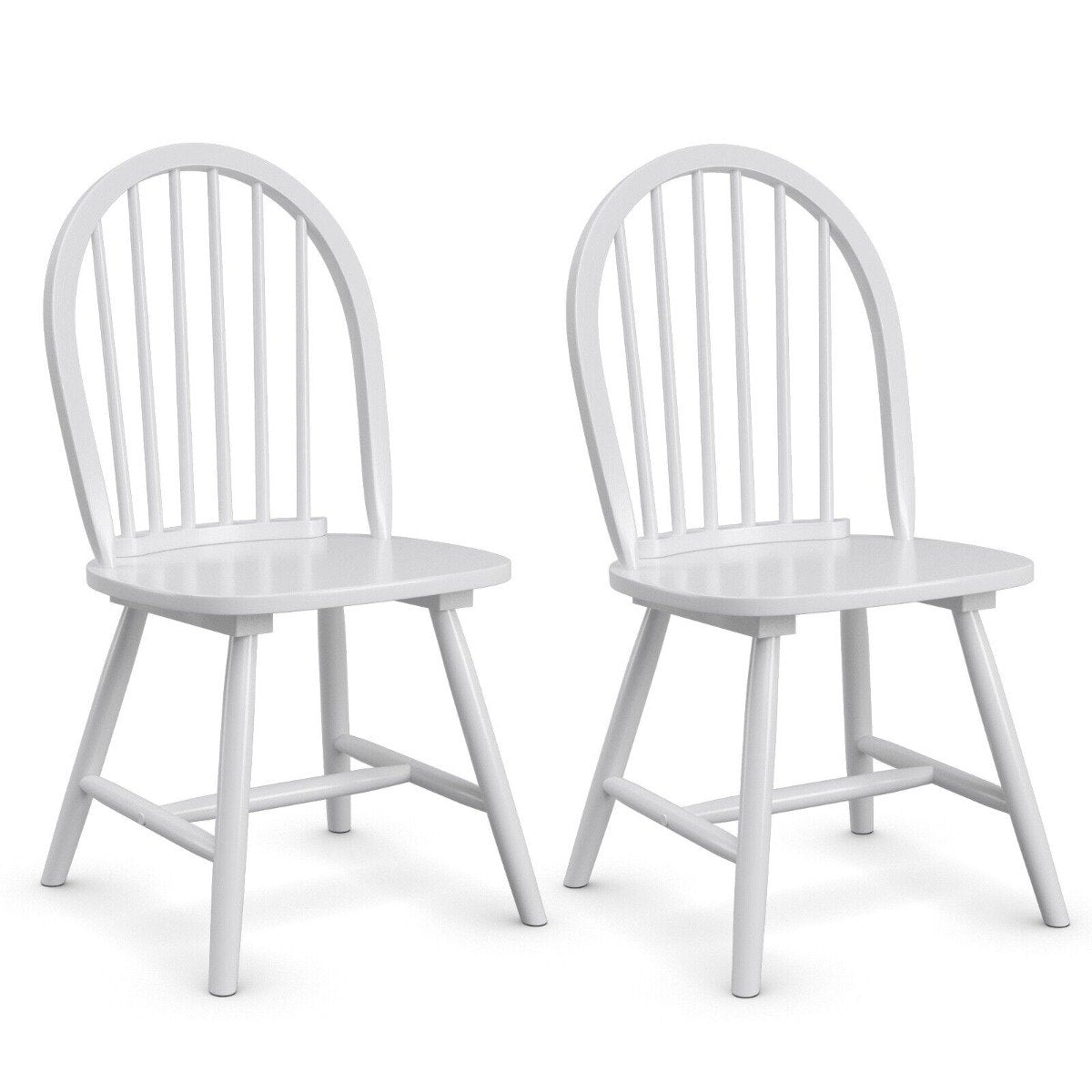 2 Piece Wooden Kitchen Dining chairs with High Spindle Back-White