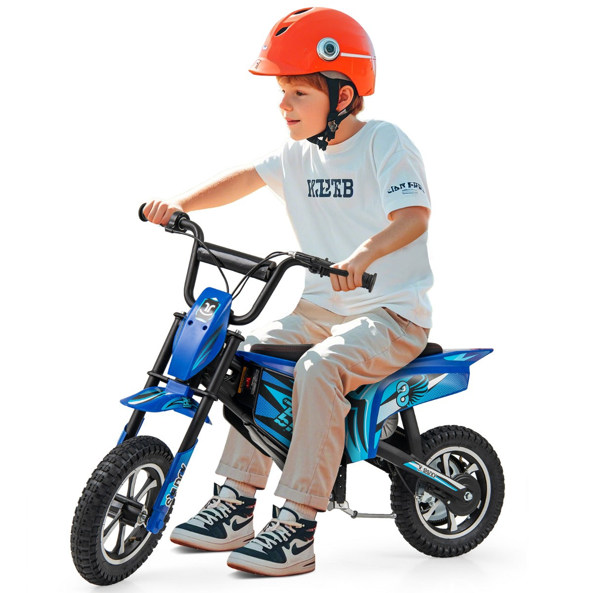 Kids Electric Motorbike with Double Battery and Pneumatic Tires-Navy