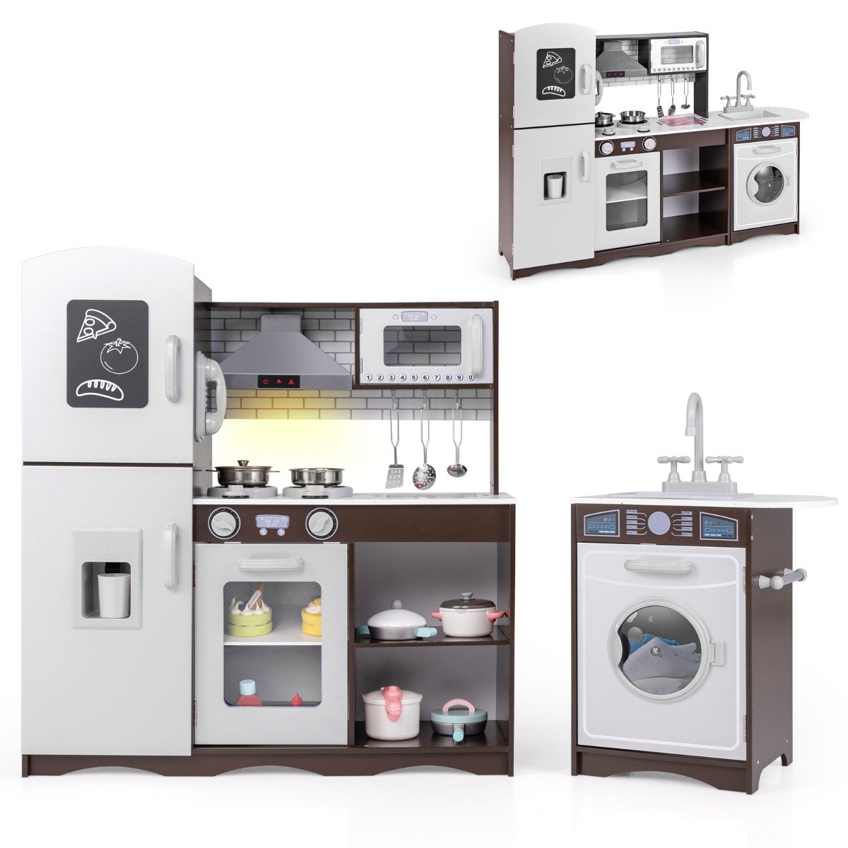 Kids Kitchen Playset with Realistic Lights and Sounds-Coffee