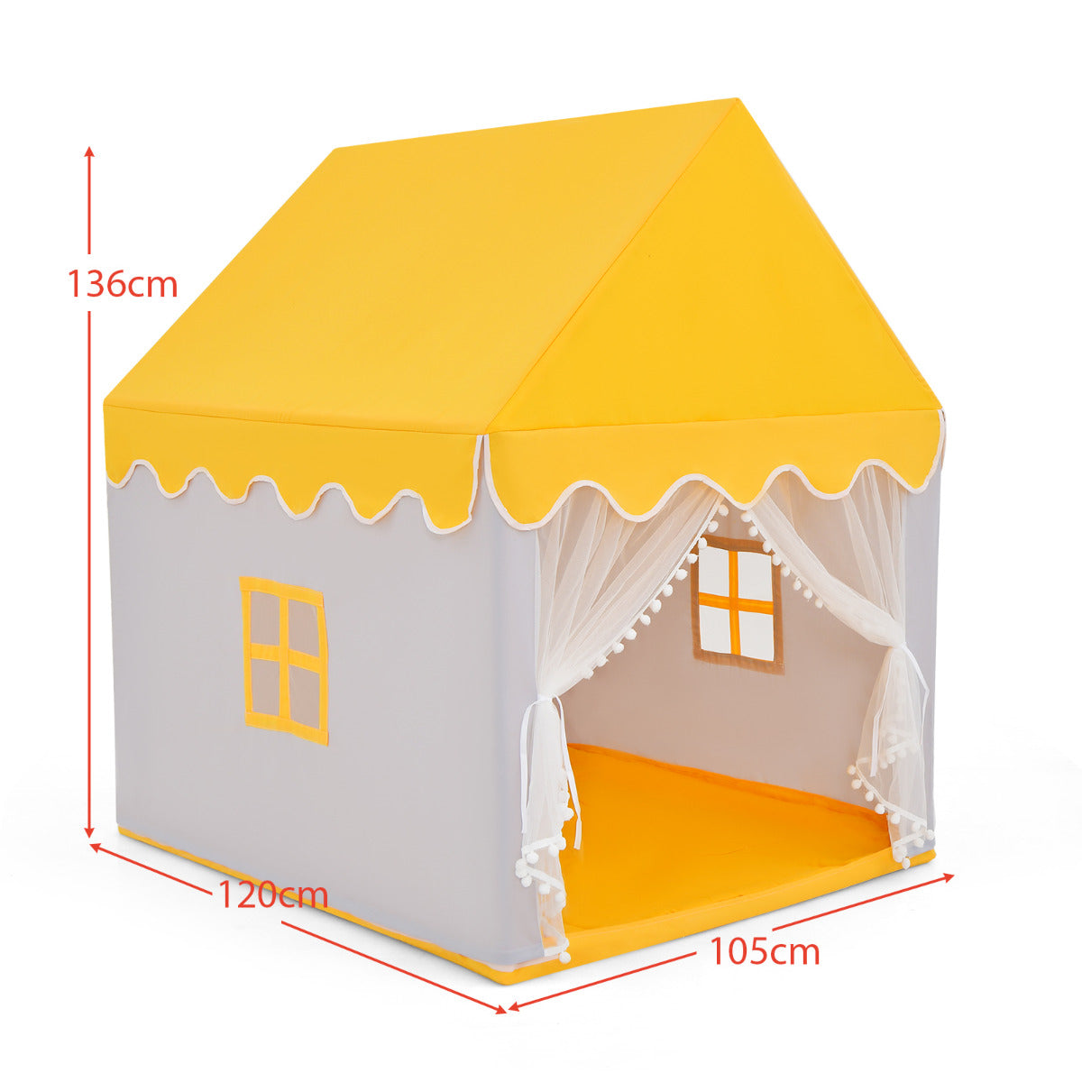 Kids Play Tent with Padded Mat Indoor Playhouse-Yellow