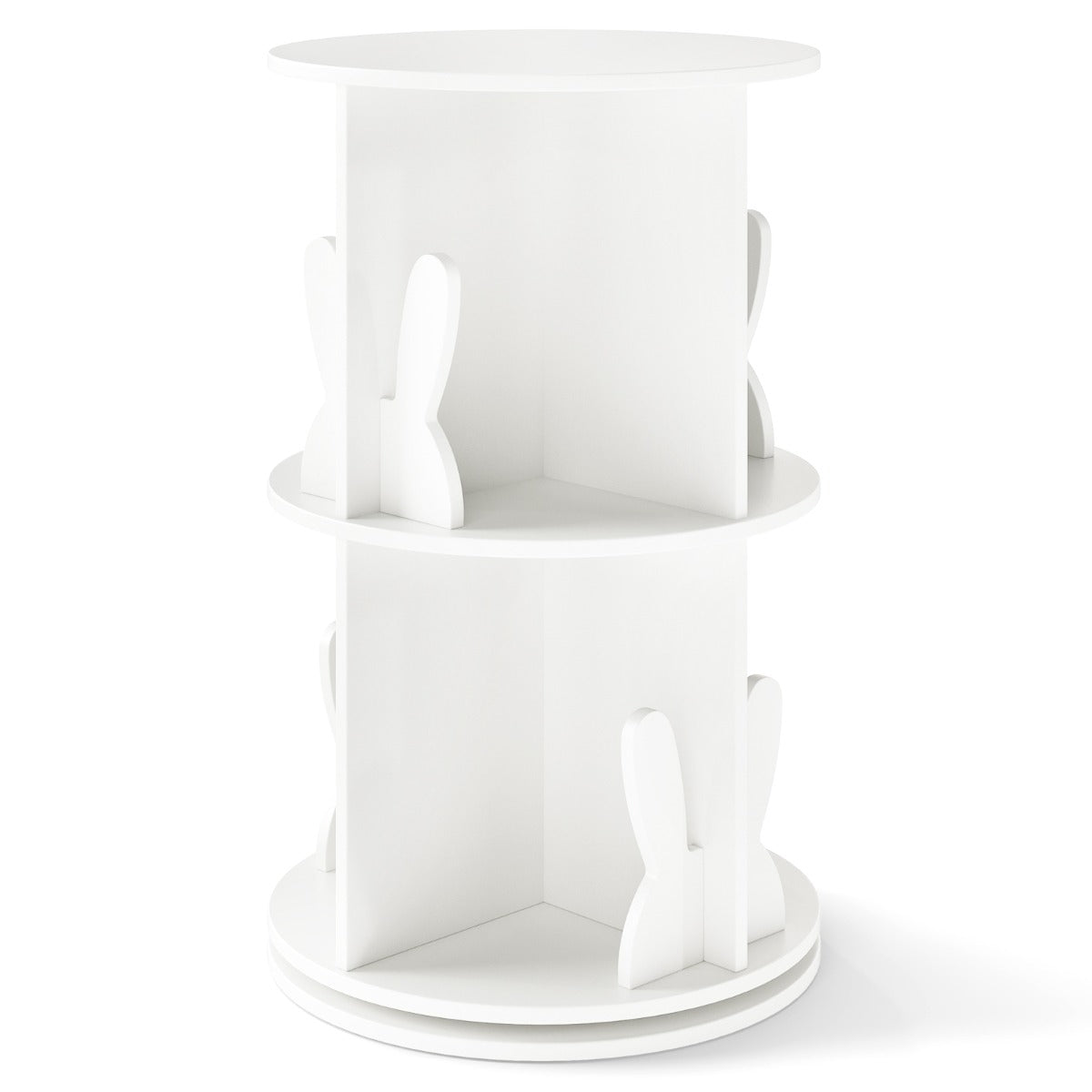 2 Tier Freestanding 360¬∞ Revolving Display Storage Rack with Bunny Baffles-White