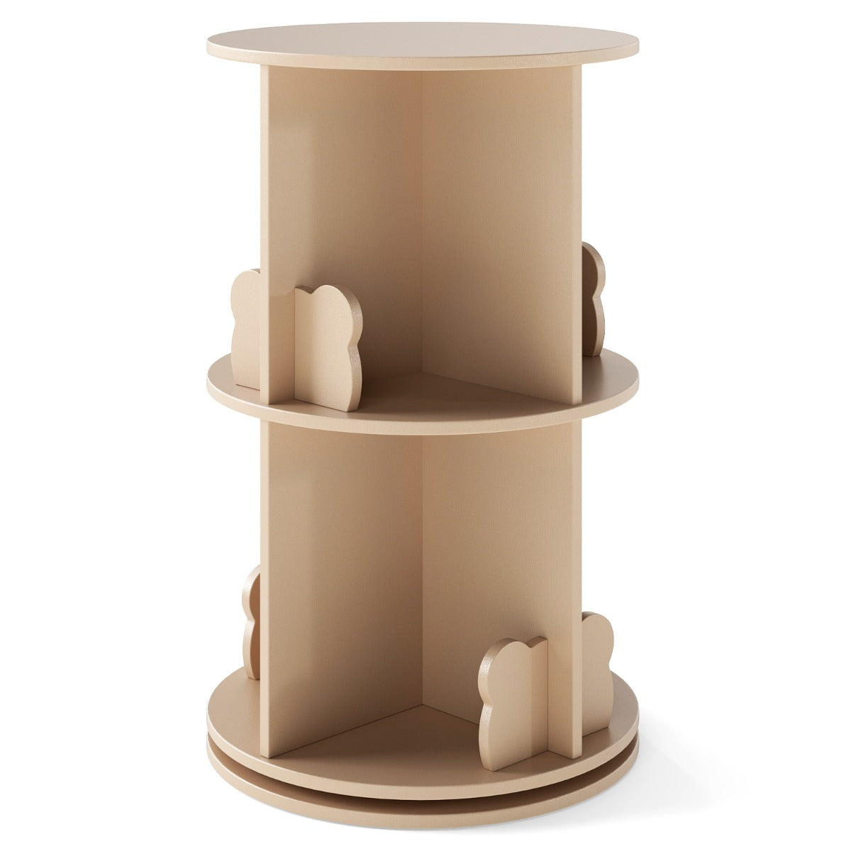 2 Tier Freestanding 360¬∞ Revolving Display Storage Rack with Bunny Baffles-Natural
