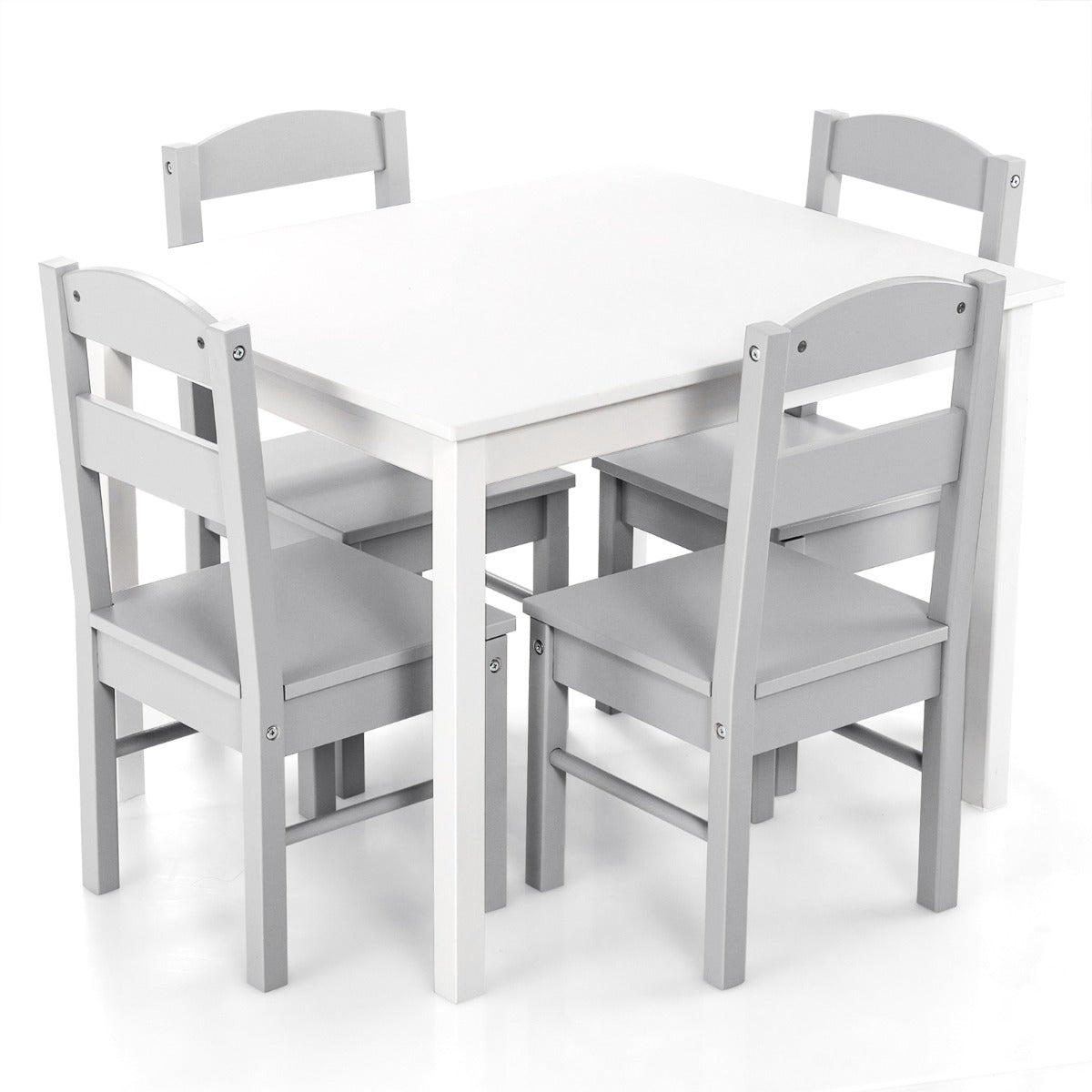 Kids Table and 4 Chairs Set for Toddlers Dining, Drawing, Reading-Grey