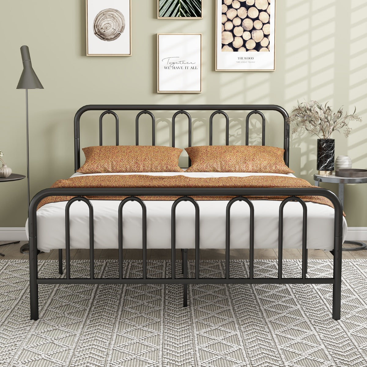 Double/King Size Metal Bed Frame with Headboard and Footboard-King Size