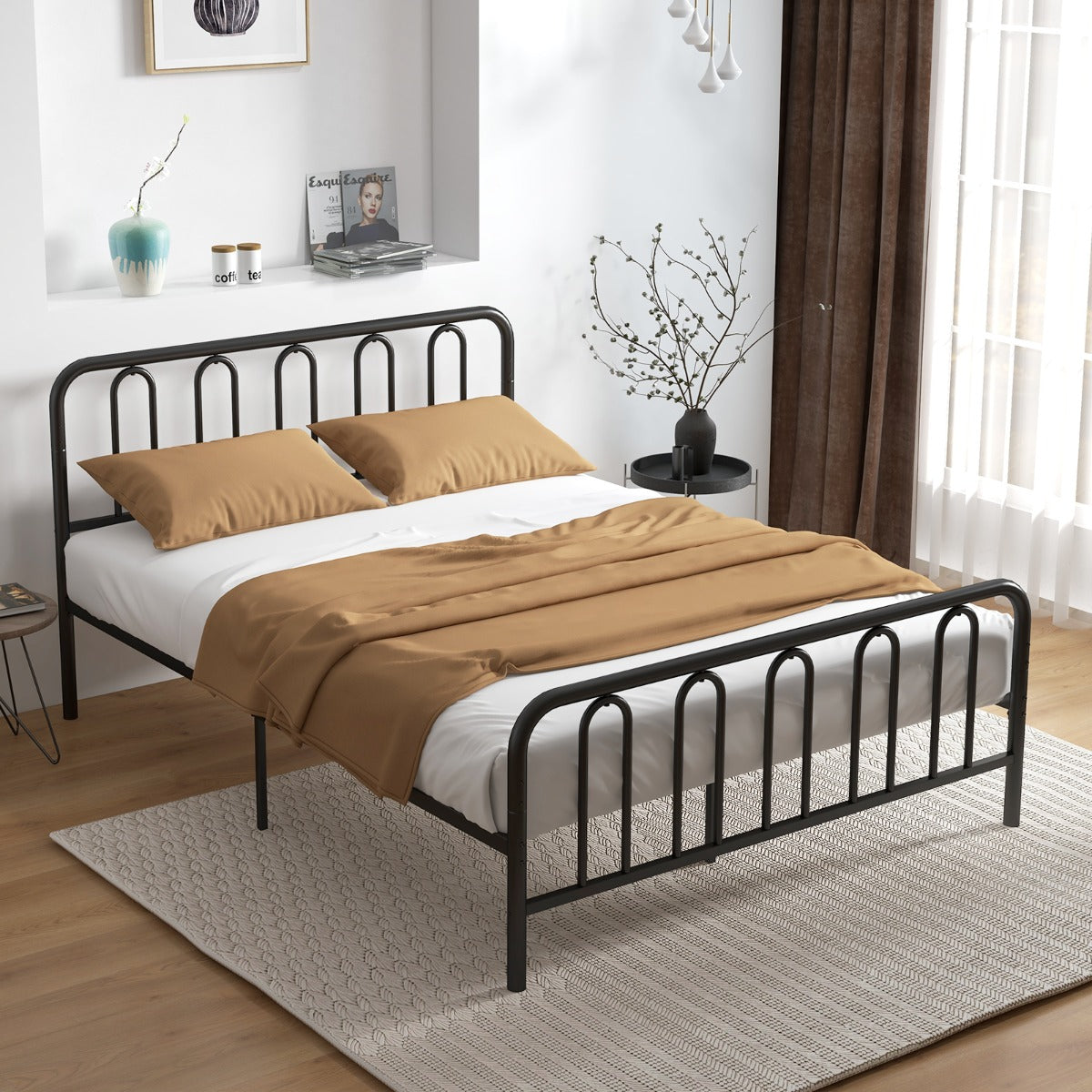 Double/King Size Metal Bed Frame with Headboard and Footboard-King Size