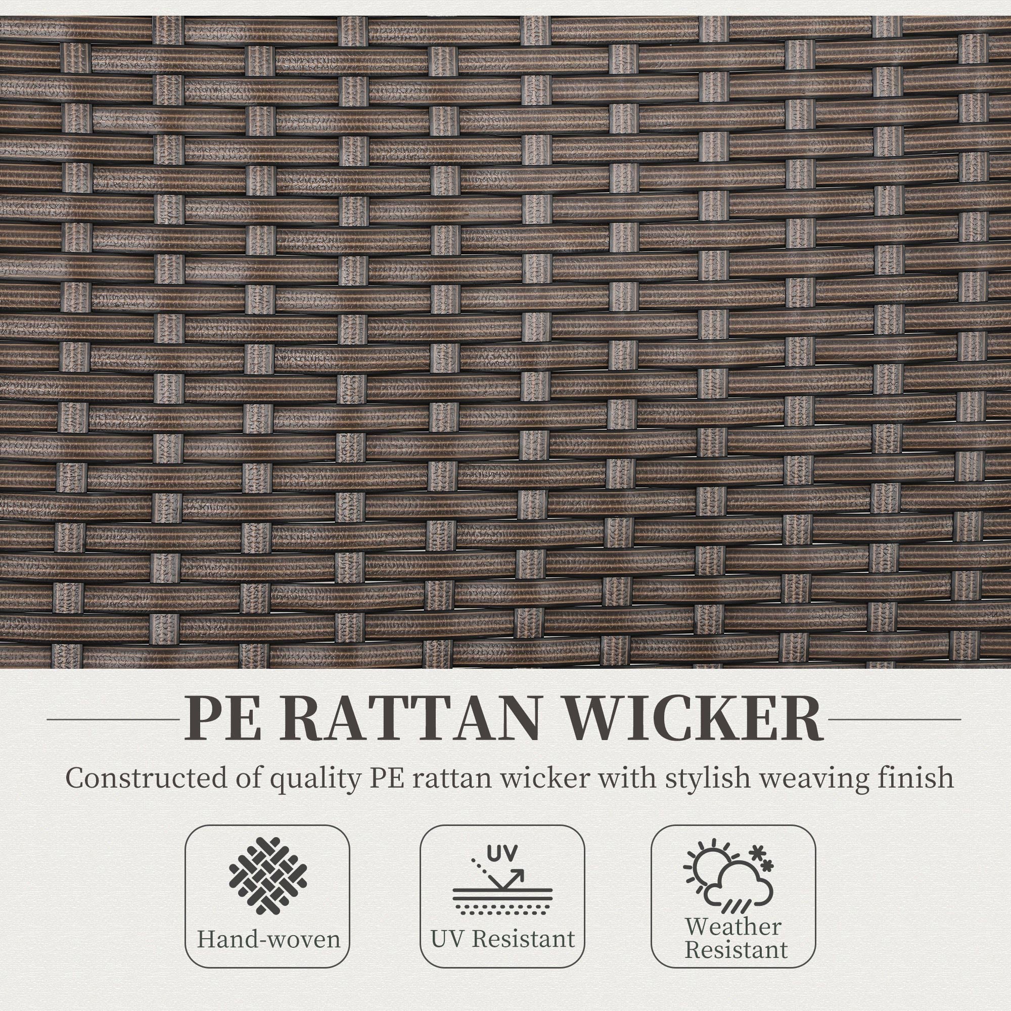 Outsunny Folding Rattan Garden Dining Chair with 5-level Reclining High Back, Wood Armrests for Outdoor, Patio - Brown