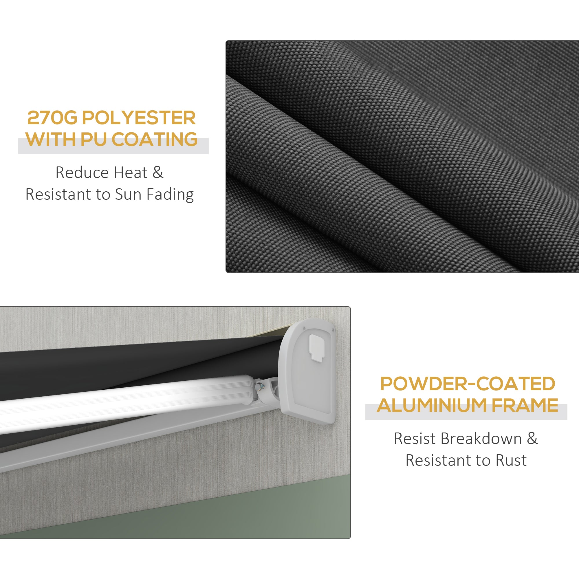 Outsunny 2.5 x 3m Electric Cassette Awning, with Remote - Grey