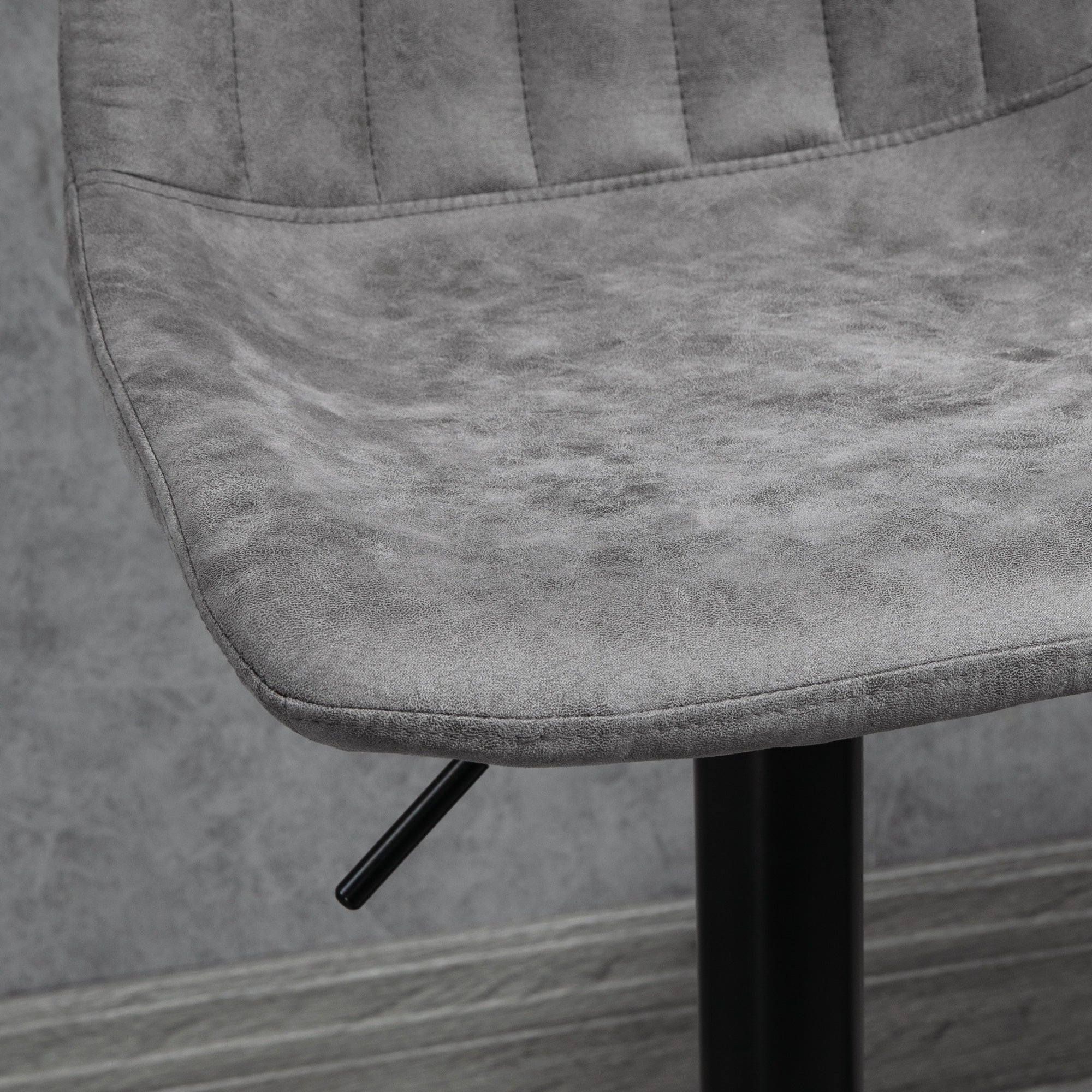 HOMCOM Modern Bar Stools Set of 2, Height Adjustable Swivel Bar Chairs with Backrest, Gas Lift and Footrest, Microfibre Barstools for Breakfast Counter, Kitchen Island, Grey