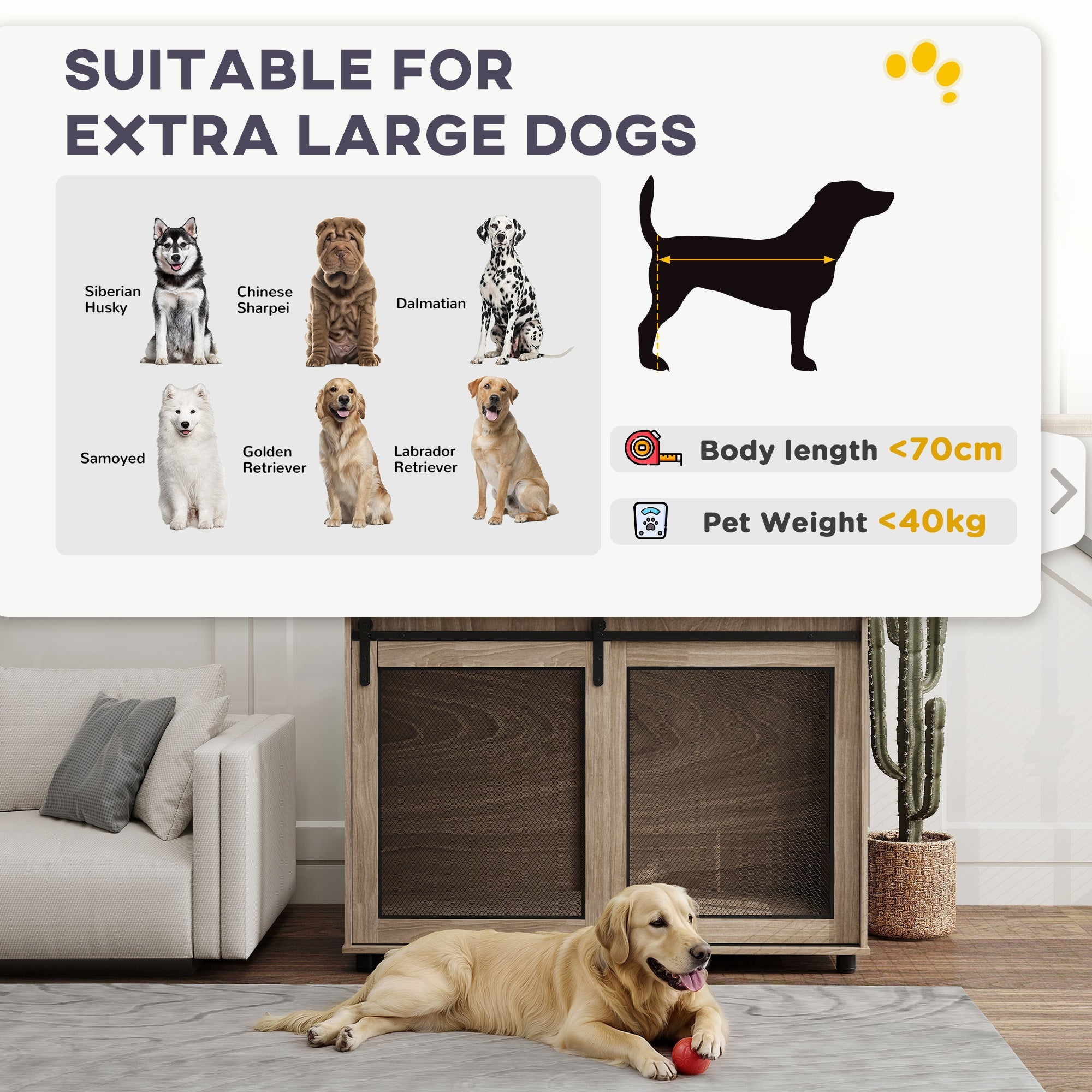 PawHut Dog Crate Furniture with Sliding Door for XL Dogs, Brown