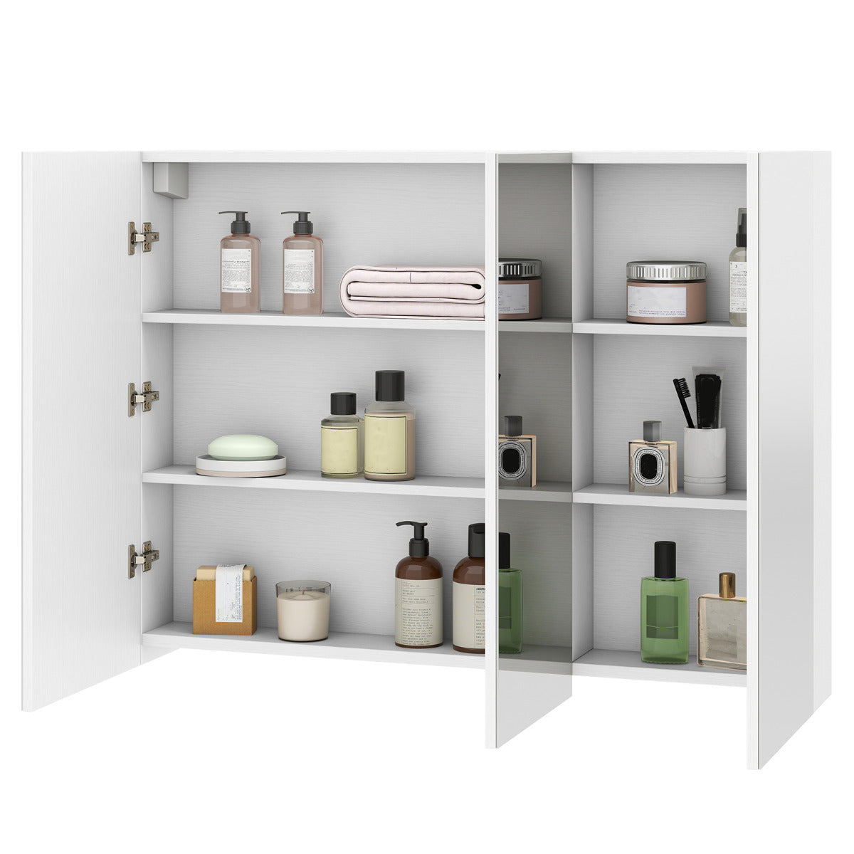 Medicine Cabinet with Mirror Frameless Bathroom Wall Mounted Mirror Cabinet-White